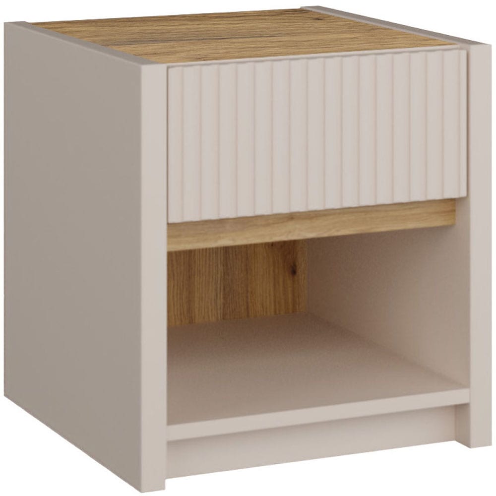 FORTE Nachtkommode "Oak Squere" B/H/T 40,6/43/41,7 cm inklusive Beleuchtung, Vollauszug