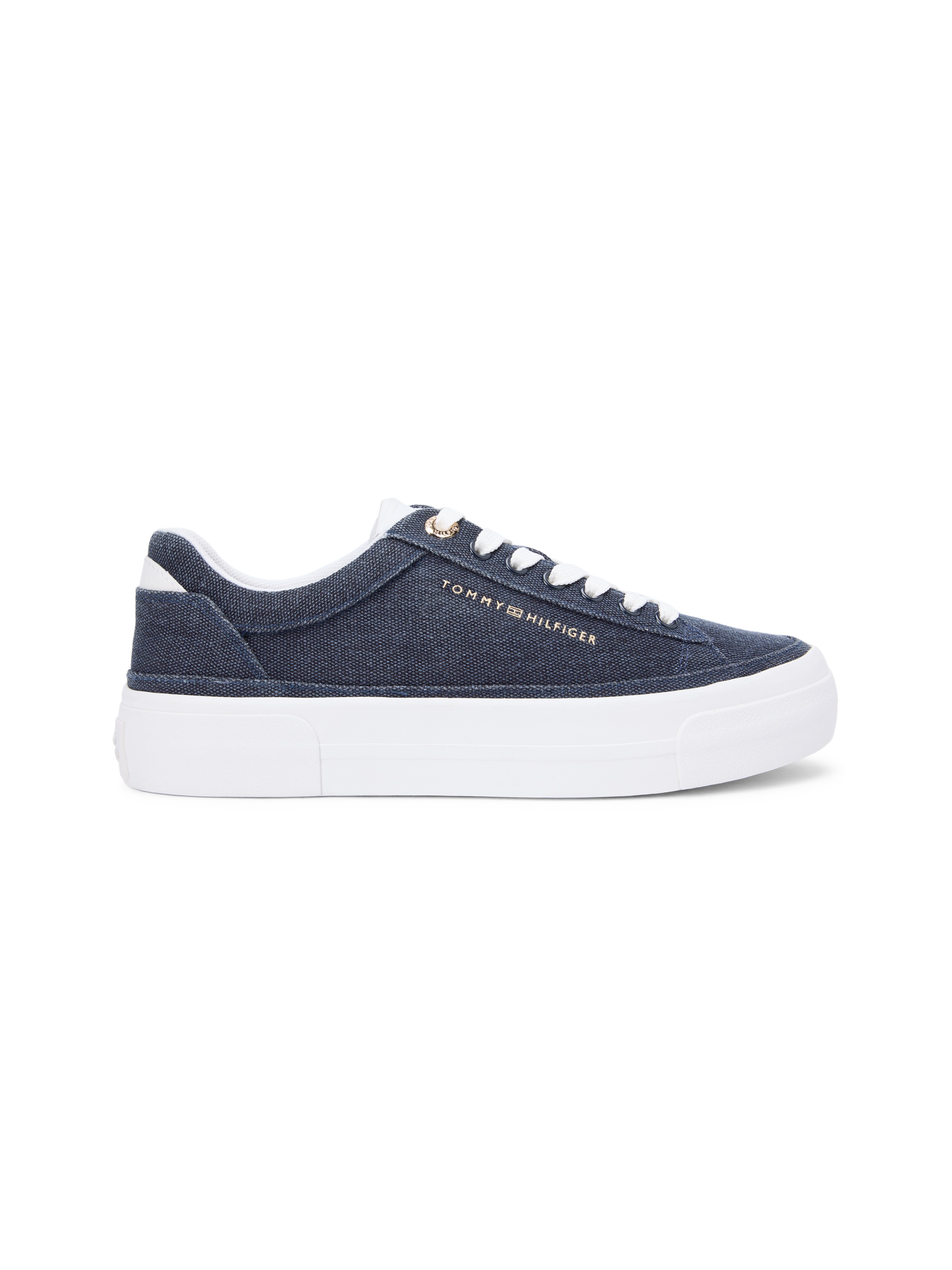 Tommy Hilfiger Plateausneaker »TH FOXING PLATFORM WASHED CANVAS«  Freizeitschuh, Halbschuh, Schnürschuh im angesagten Jeans-Look