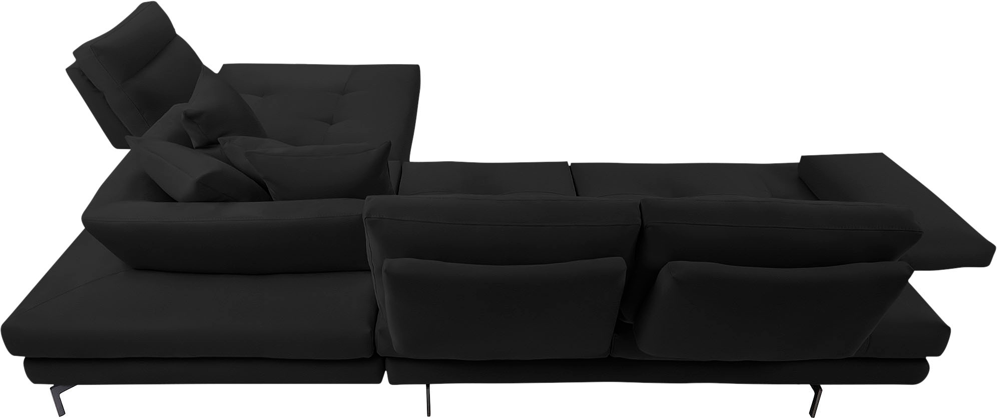 CALIA ITALIA Ecksofa »Toby Wing, Komfortsofa mit Sitzkomfort der Extraklasse, L-Form«, Sitztiefenverstellung, wahlw. mit Kissen-Set,Füße schwarz matt