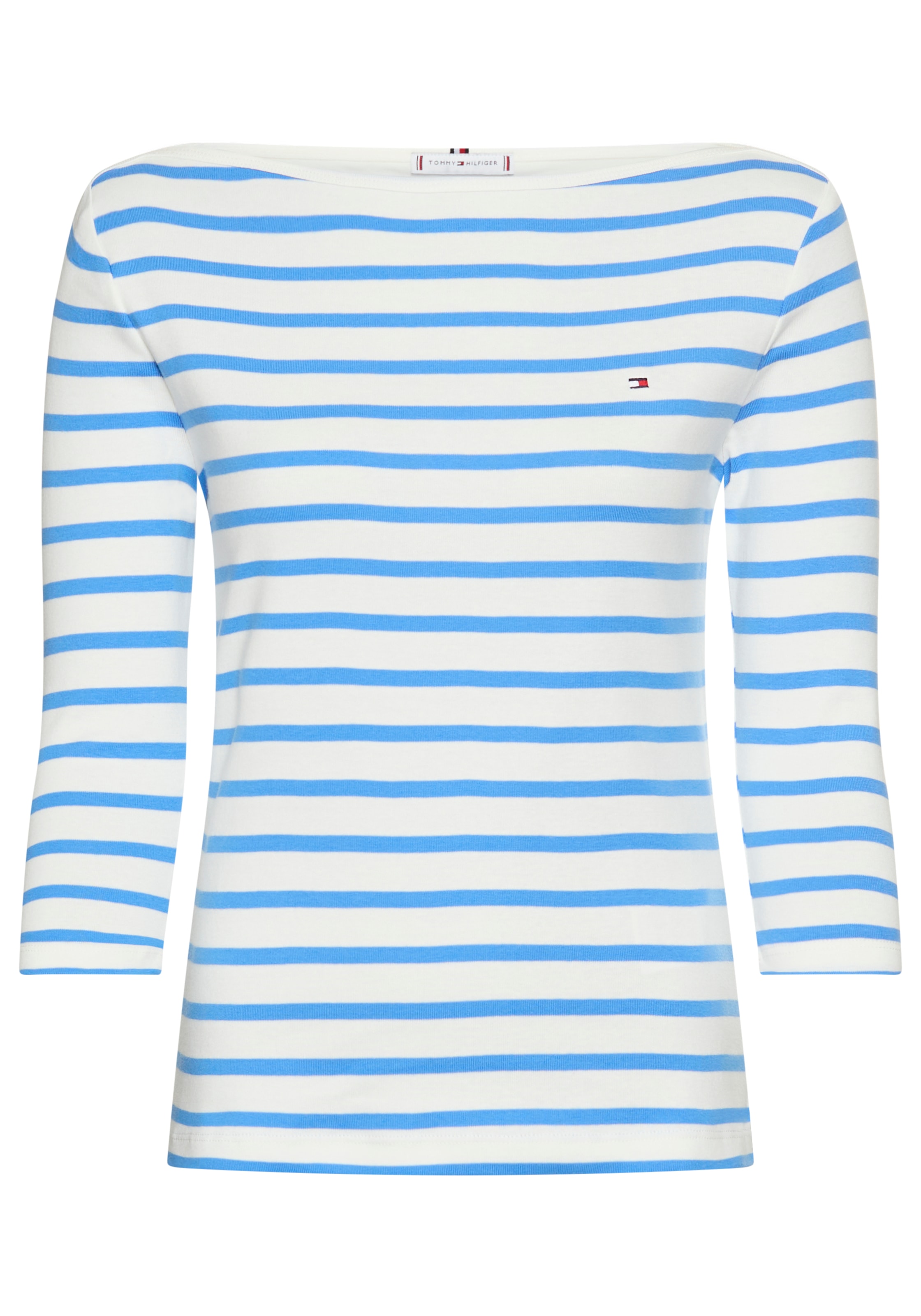 Tommy Hilfiger 3/4-Arm-Shirt »NEW CODY SLIM BOAT-NK 3/4SLV mit U-Boot und Streifen«, gestreift, casual, slim fit, Baumwolle, U-Boot-Ausschnitt