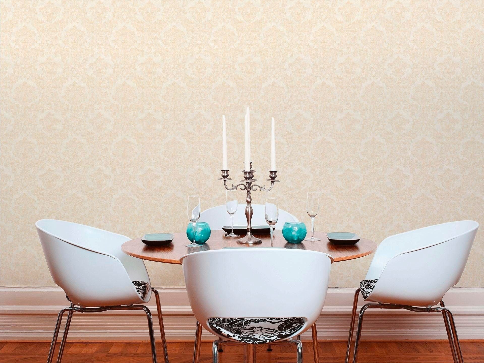 living walls Textiltapete »Di Seta«, Barock-ornamental-gemustert, Uni Tapete Barock Tapeten Wohnzimmer Schlafzimmer Küche modern Design