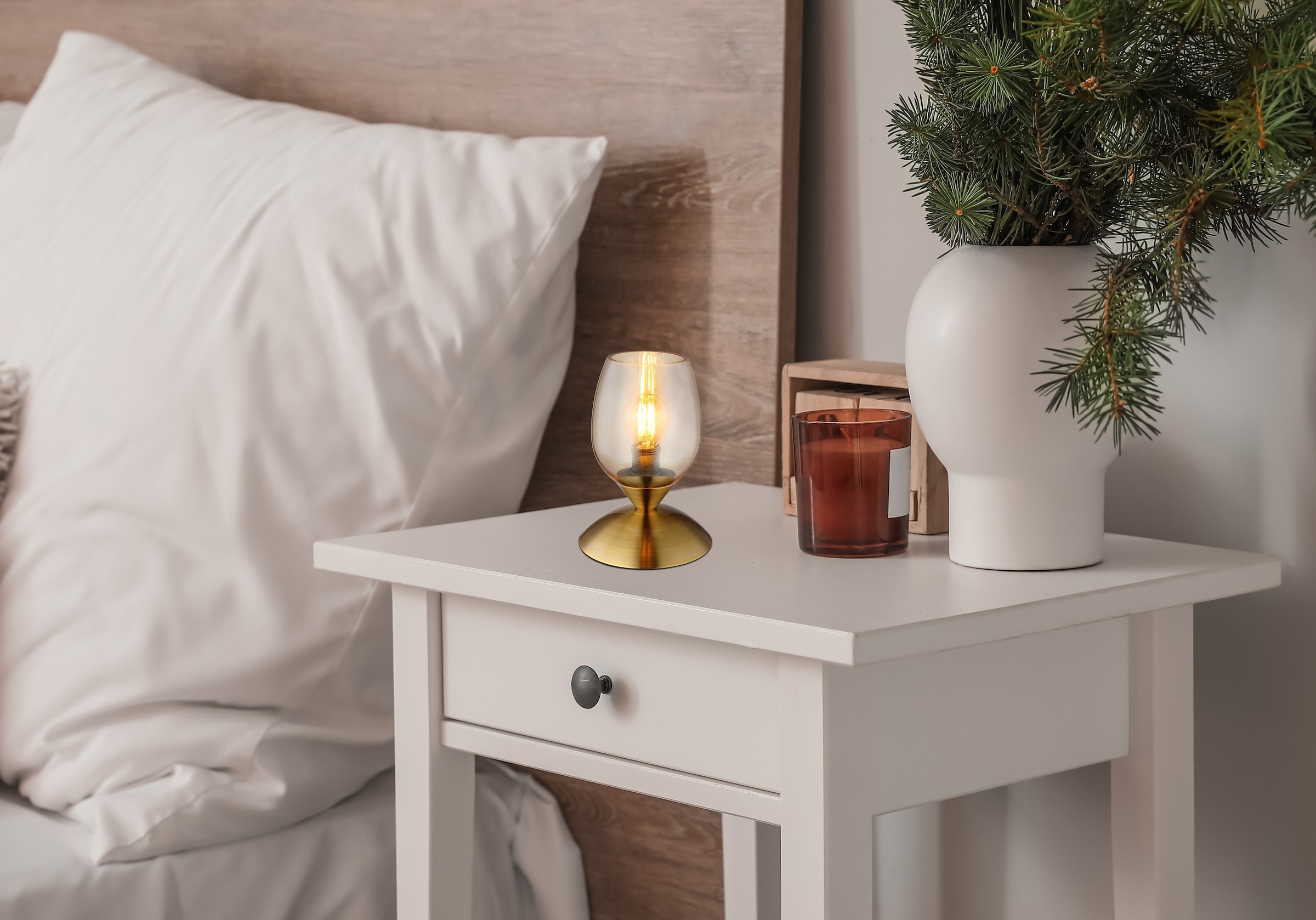 GLOBO LIGHTING Tischleuchte »KUWAITA« E14 1 Stk. Tischlampe Nachttischlampe Deko-Tischleuchte Schlafzimmer