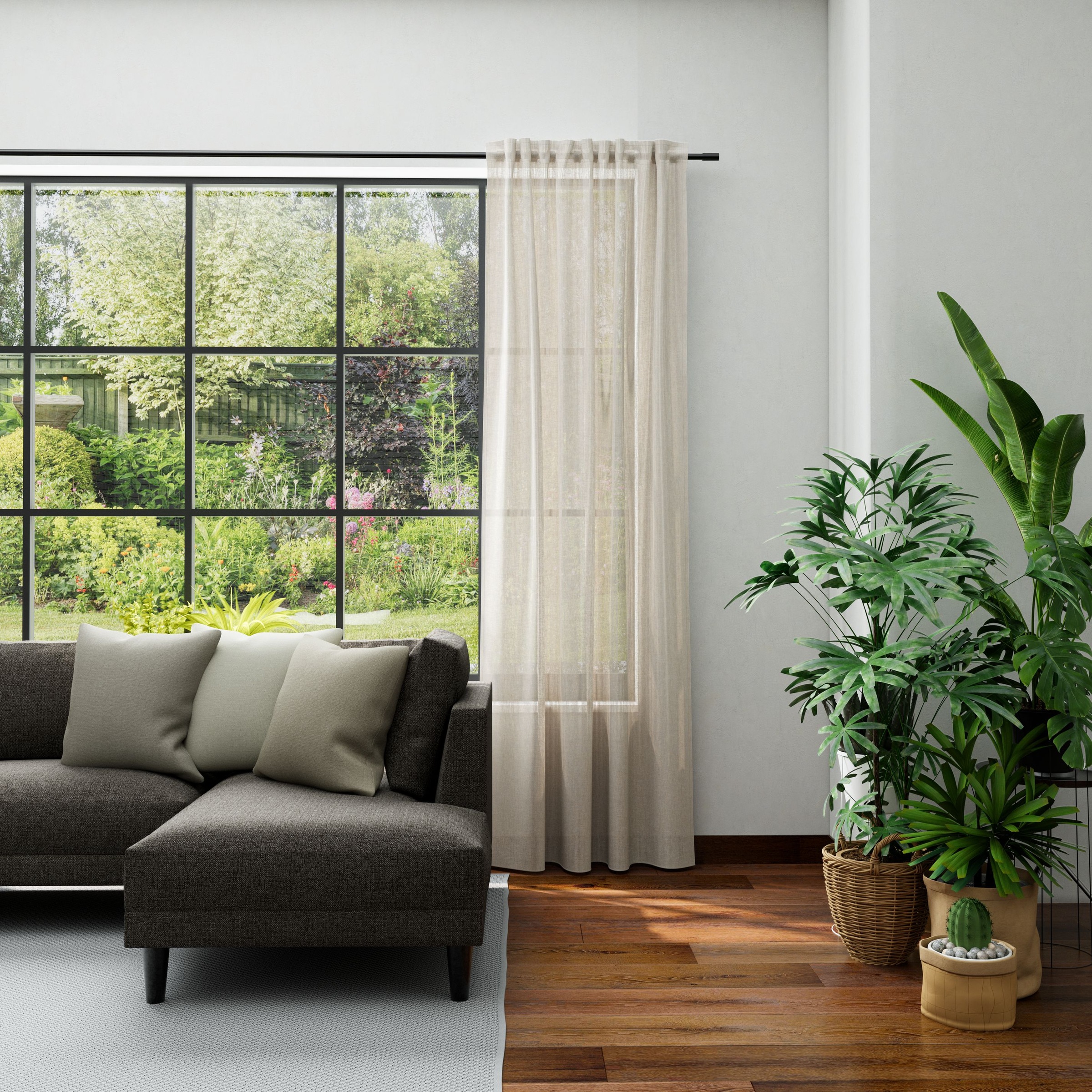 Vorhang NEUTEX FOR YOU, B:145cm H:245cmhellbeige, Polyester, Wohnzimmer, Gardinen, "LUCIA", Criss-cross Optik mit Effektgarn