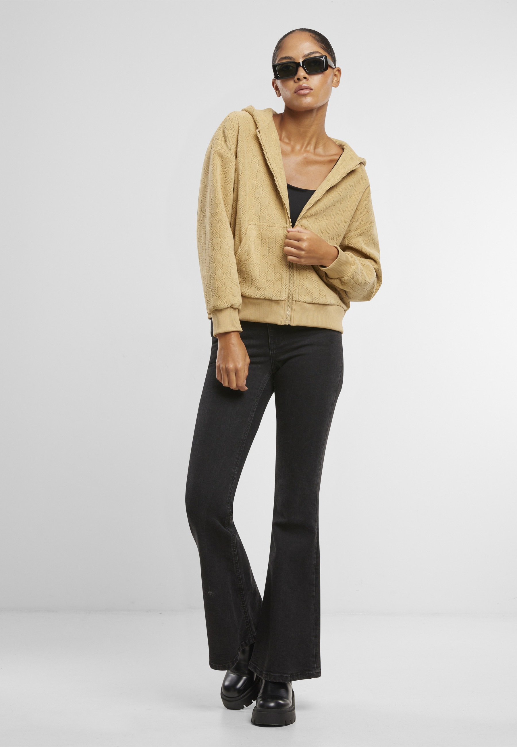 URBAN CLASSICS Sweatjacke »Urban Classics Ladies Jacquard Velvet Oversized Zip Hoody«