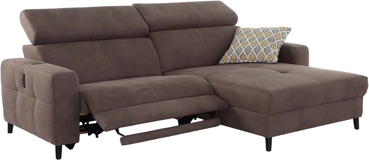 Jockenhöfer Gruppe Ecksofa »Doppio L-Form mit elektromotorischer Relaxfunktion und«, induktiver Lademöglichkeit + USB-A Ladeport, verstellbare Kopfstützen