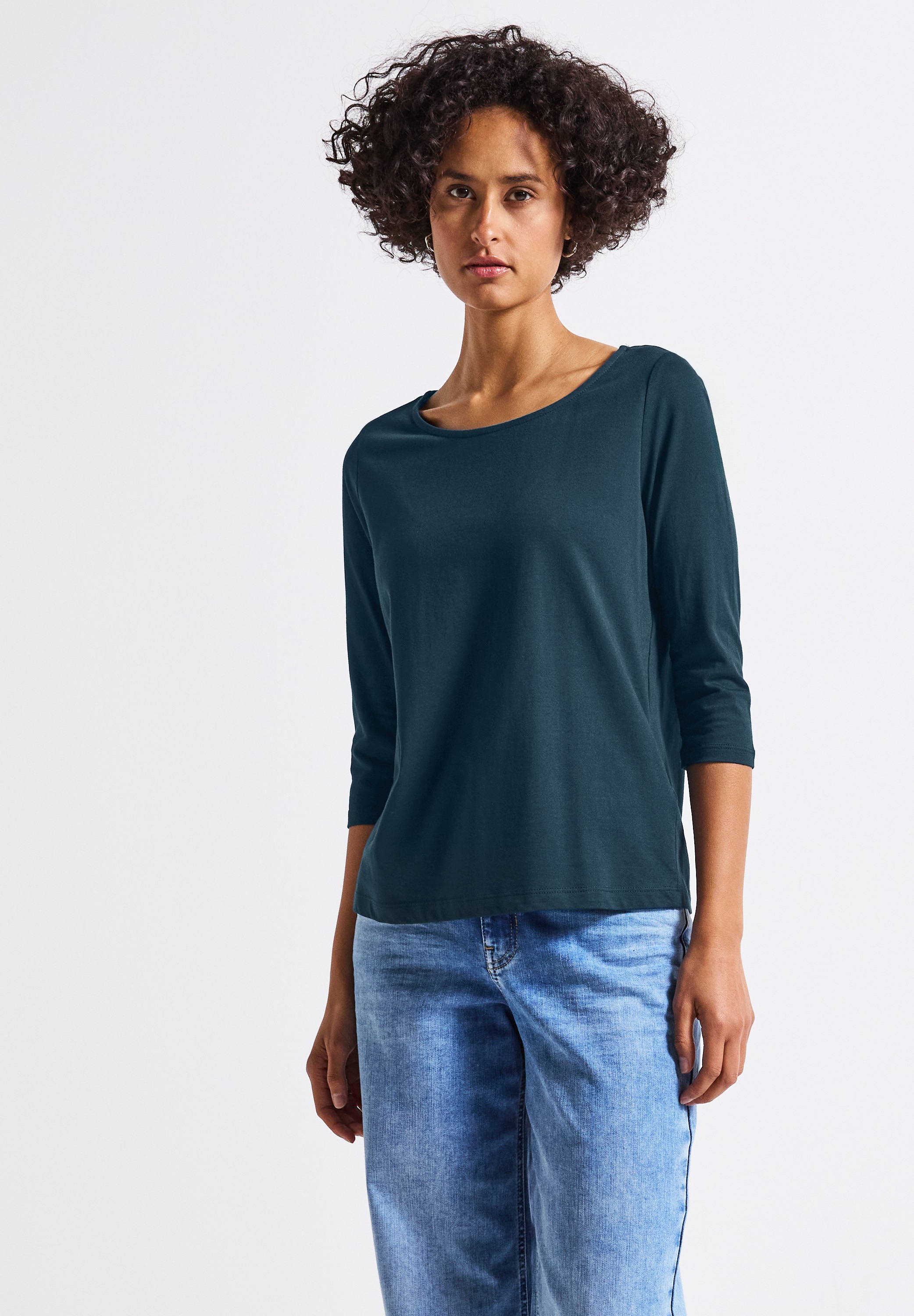 STREET ONE Langarmshirt, aus Baumwolle mit Stretchante günstig online kaufen