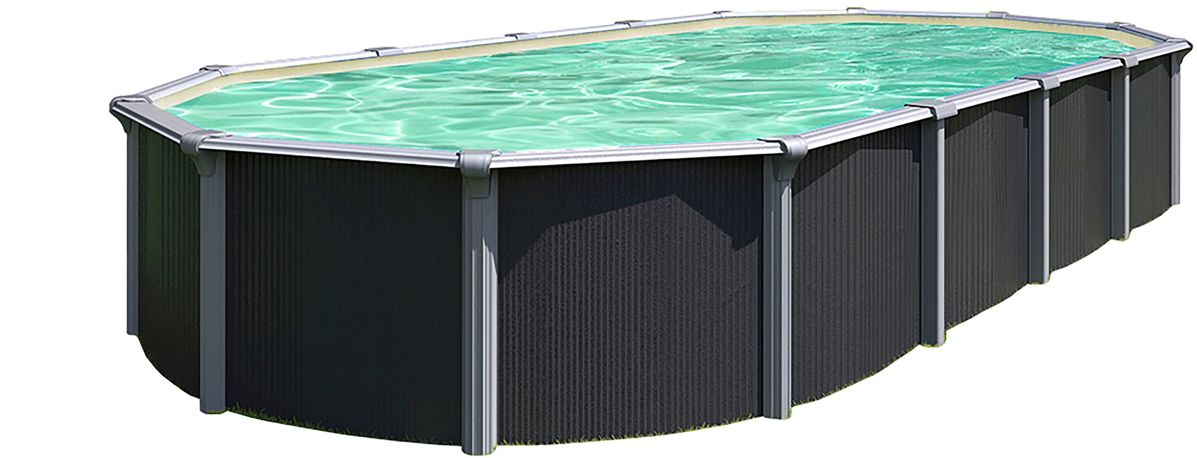 KWAD Ovalpool "Green line Evolution" 6,1x3,7x1,32 design Folie in blau, sand oder grau erhältlich