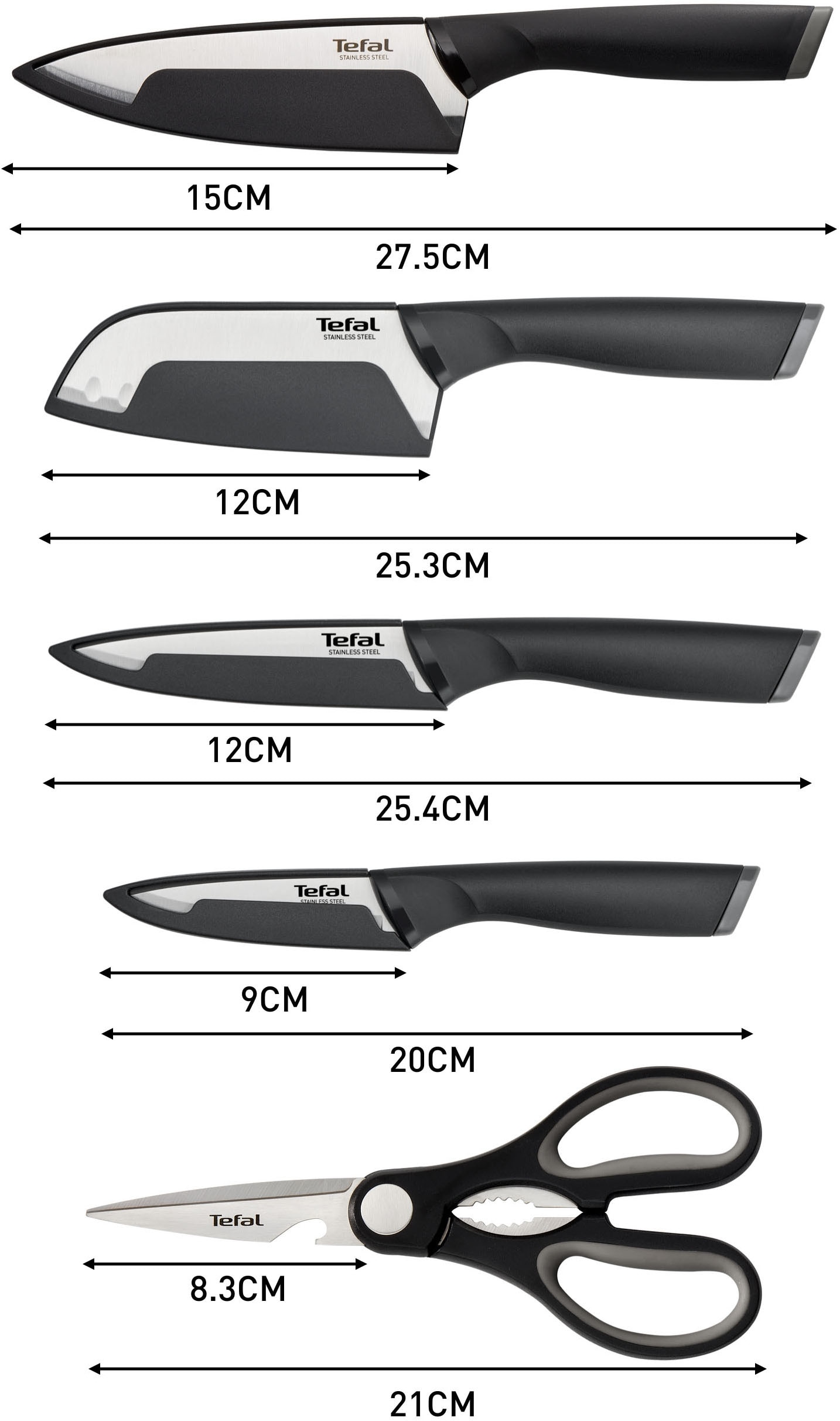 Tefal Messer-Set »Comfort« Klingenhülle, Edelstahl Klingen, ergonomischer Griff, Soft-Touch