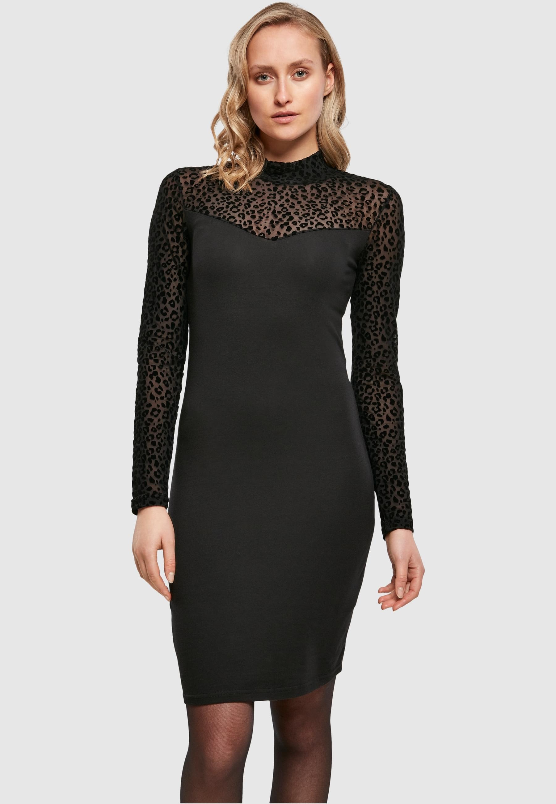 URBAN CLASSICS Shirtkleid »Urban Classics Damen Ladies Flock Lace Turtle Neck Dress«, (1 tlg.)