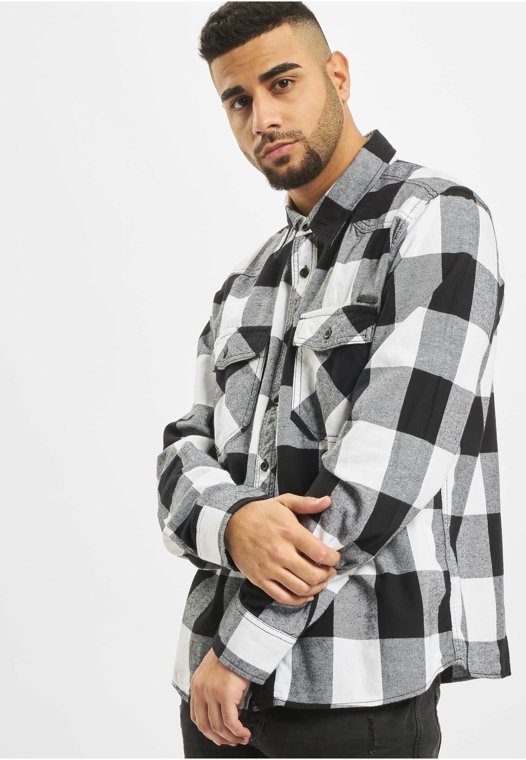Brandit Check Long Sleeve Shirt White/Black 4XL 3