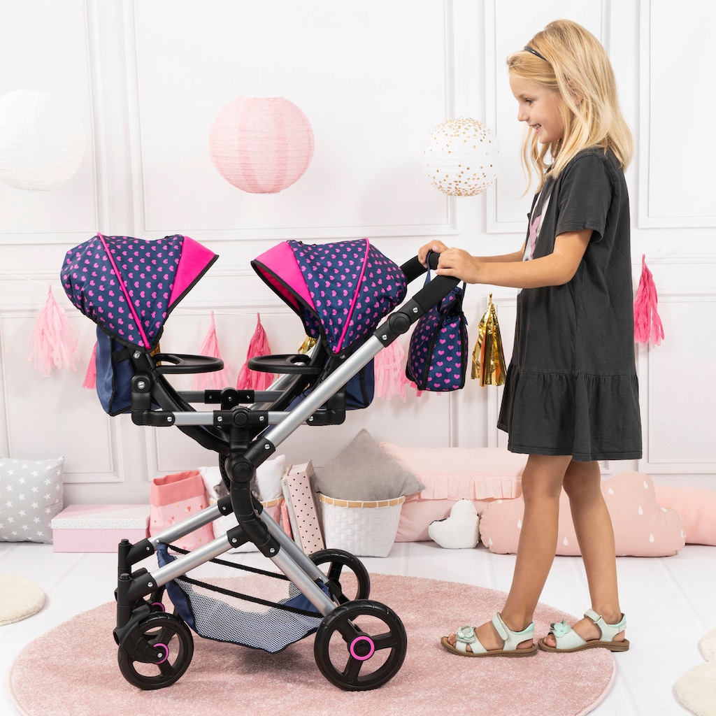 Bayer Zwillingspuppenwagen »Twin Neo, blau/pink«