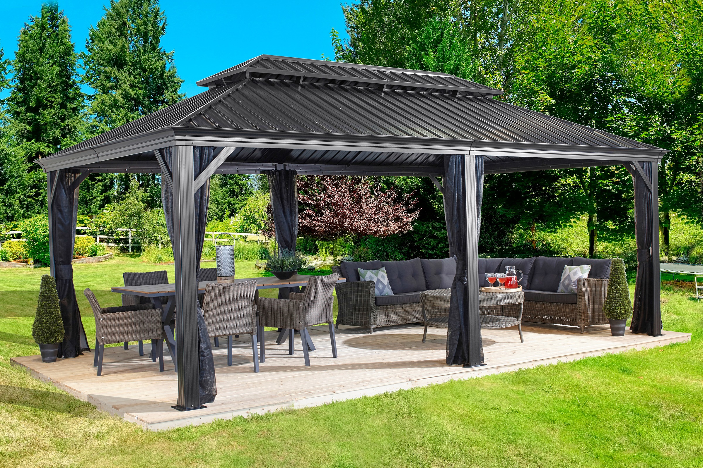 Sojag Pavillon "Gazebo Messina" BxT: 363x598 cm, mit 6 Moskitonetzen günstig online kaufen