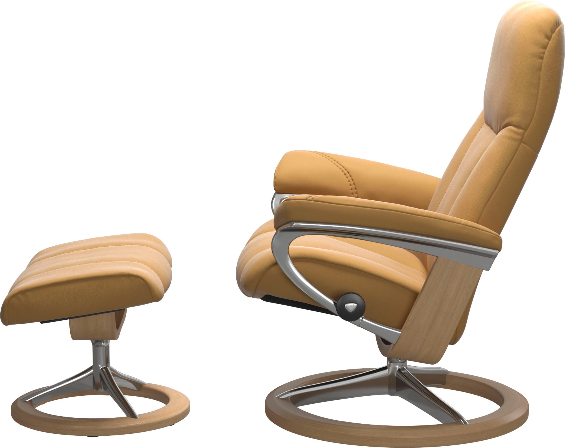 Fußhocker STRESSLESS "Consul", gelb (honey paloma), B:54cm H:41cm T:39cm, Hocker, Fußhocker, mit Signature Base, Gestell Eiche 3