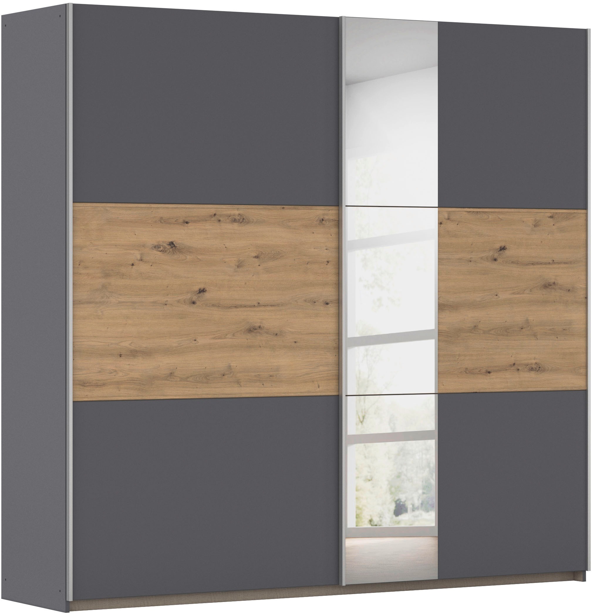 OTTO home Kleiderschrank "Mehrzweckschrank Aktenschrank Möbel Mietswohnung TOPSELLER ASTANA" 3 Ausstattungen BASIC/CLASSIC/PREMIUM (inkl. SOFT-CLOSE-FUNKTION), mit 3 Spiegelelementen, Metallgriffleisten alufarbig MADE IN GERMANY
