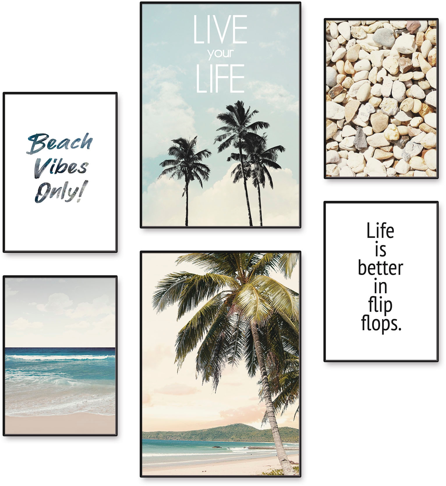 Artland Poster "Strandleben unter Palmen" Strand 6 Stk. tlg. Bilder Set, 6tlg. 4xDIN A4 / 2xDIN A3, ohne Rahmen