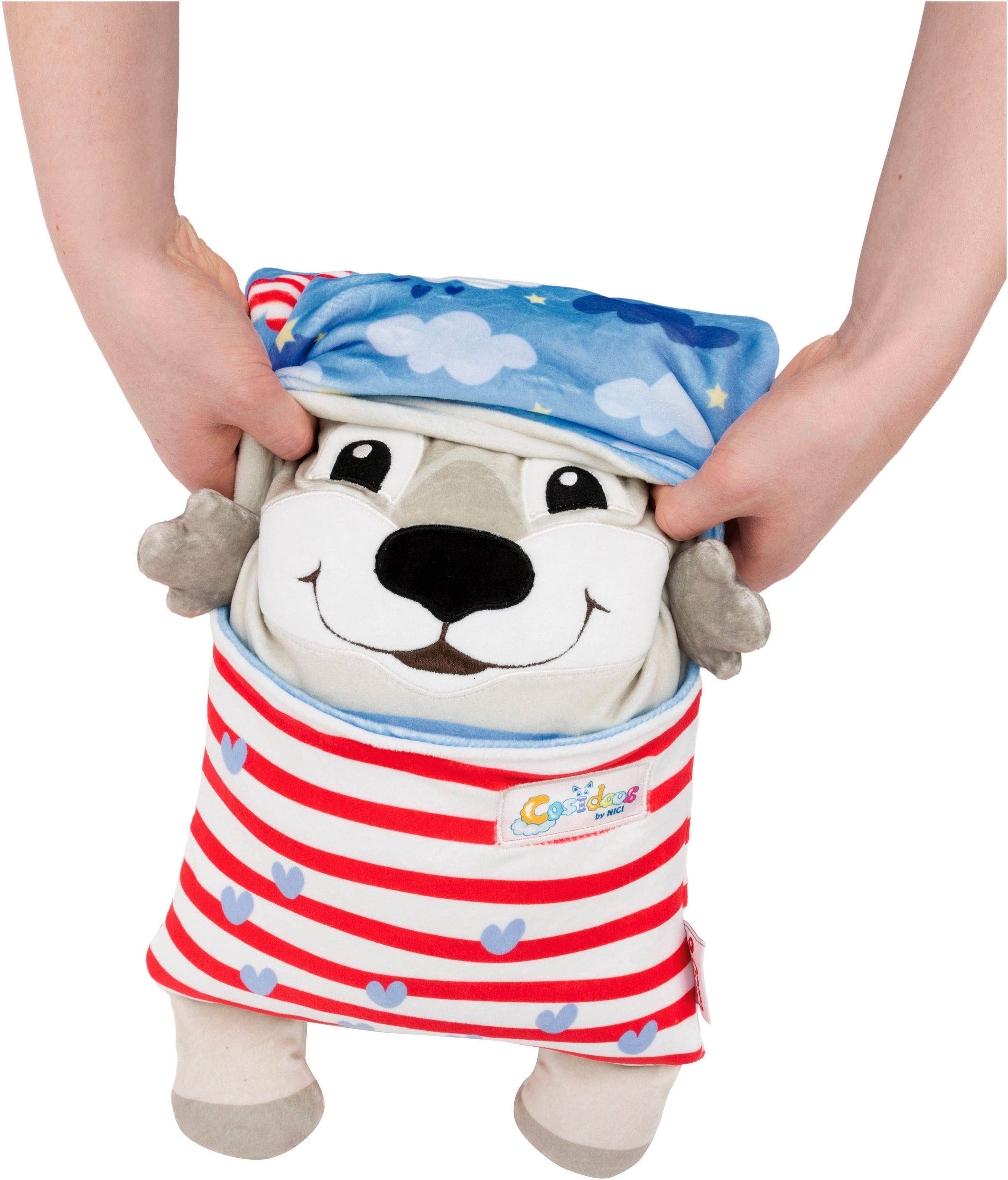 Nici Kuscheltier »Cosidoos, Hund mit Wendefunktion 30x20 cm«, enthält recyceltes Material (Global Recycled Standard)