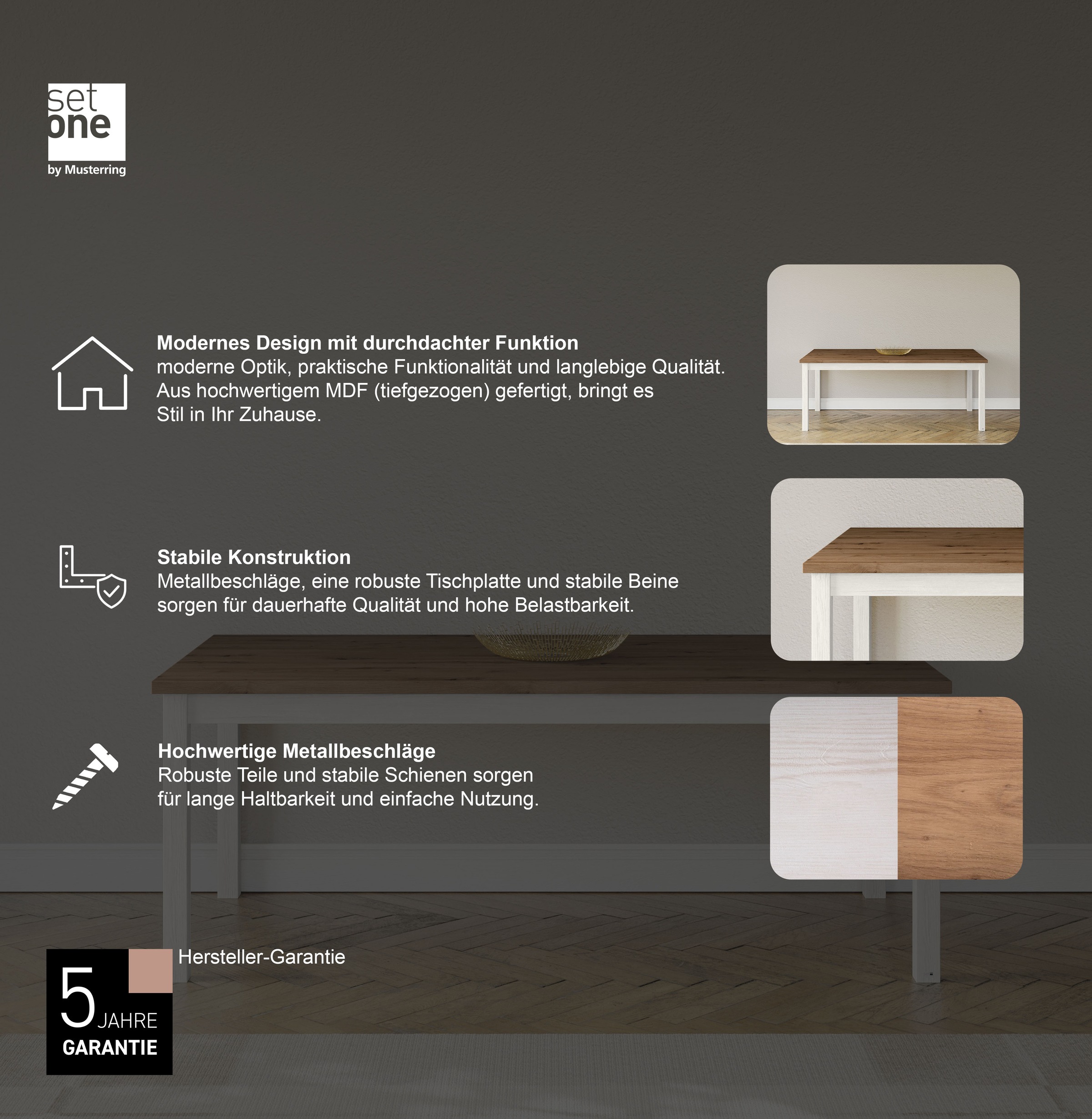 Thumbnail - set one by Musterring Esstisch "York" in 3 Farbvarianten und 4 Größen erhältlich, mit Eiche-Platte