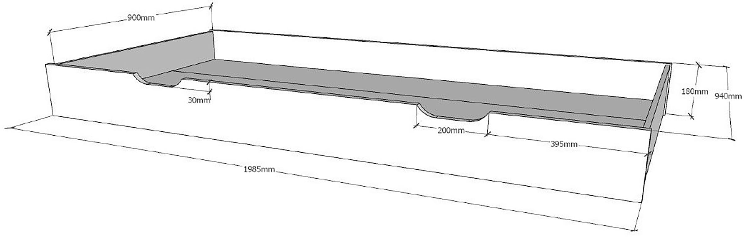 Vipack Massivholzbett »mit Tipi Dach, seitlich und hinten mit Sprossenumrandung« Liegefläche 90/200 cm mit Rollattenrost und Bettschublade auf Rollen,  Korpus aus massiver Kiefer, weiß lackiert