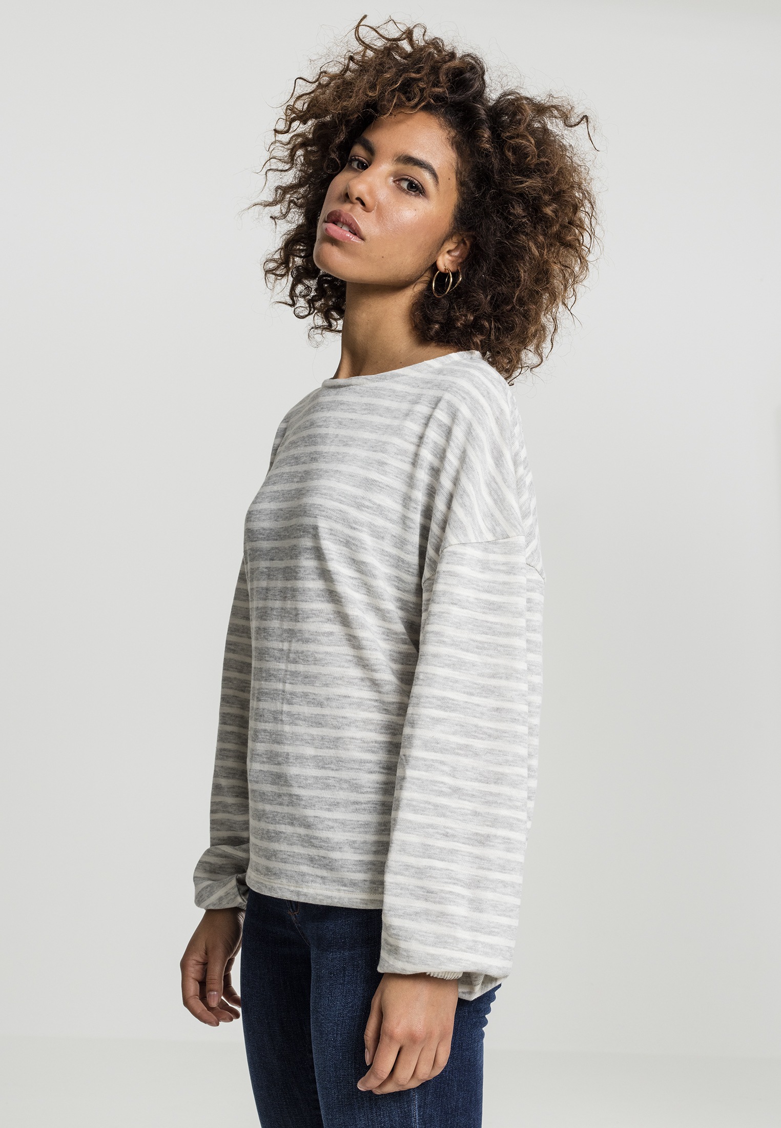 URBAN CLASSICS Sweater "Urban Classics Damen Ladies Oversize Stripe Pullove günstig online kaufen