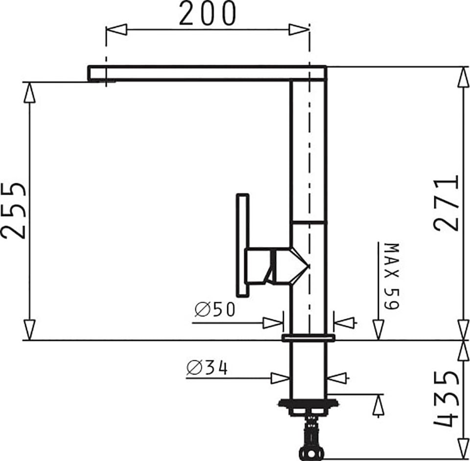 Pyramis Küchenarmatur, Hochdruck Einhebelmischer, 360° schwenkbar, aus Messing veredelt