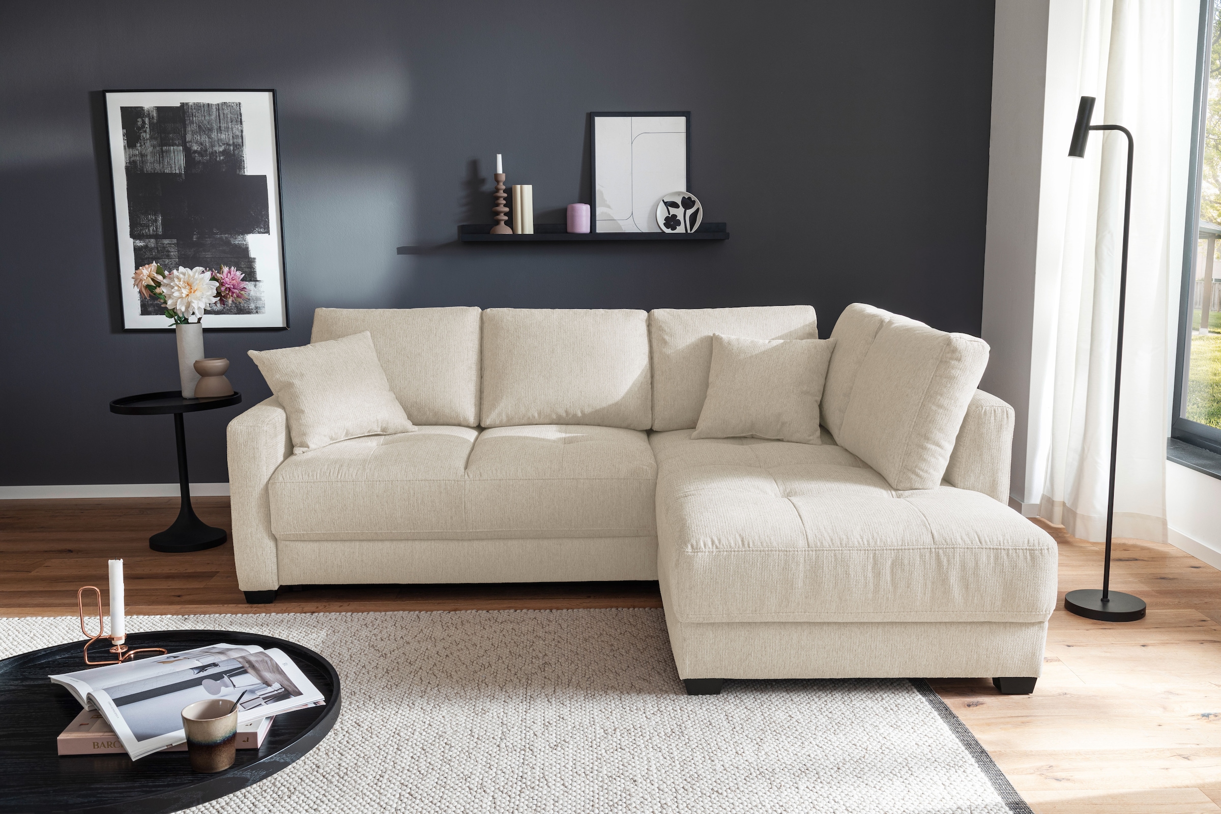 Mr. Couch Ecksofa »Pierre, L-Form mit Taschenfederkern«, mit DuraSpring-Taschenfederkern bis 140 kg belastbar