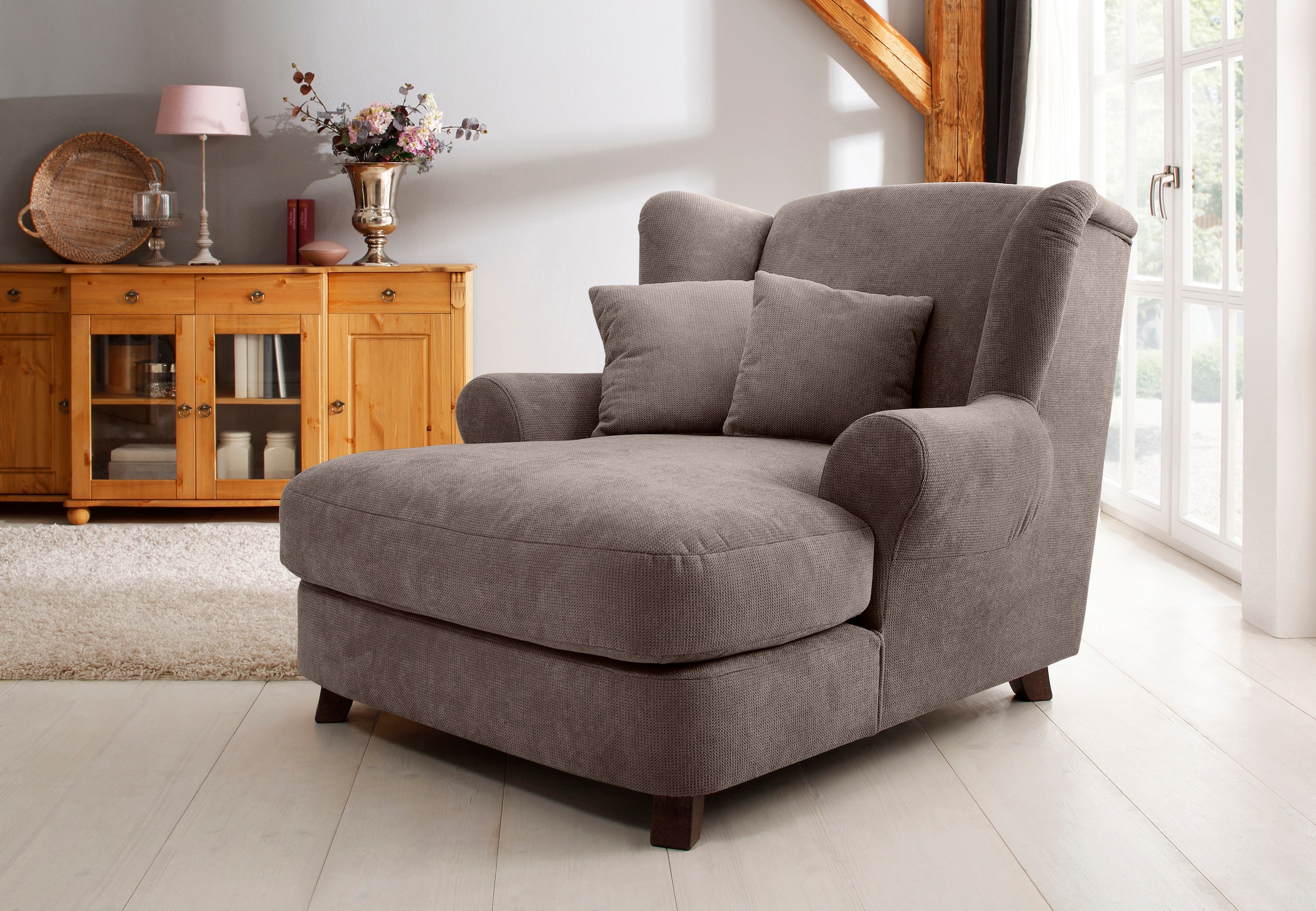 Home affaire XXL-Sessel »Oase«, Mega-Sessel XXL, Ohrensessel incl. Zierkissen, Love-Seat