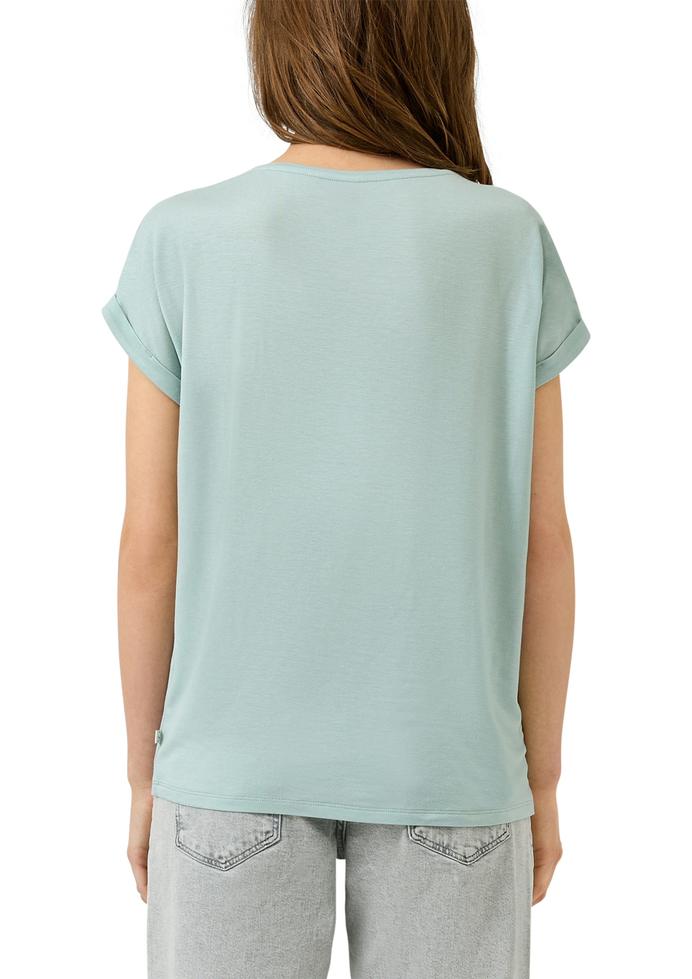 QS Kurzarmshirt mit Ärmelaufschlag günstig online kaufen