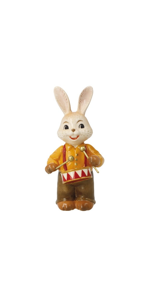 Osterhase GOEBEL "herziger Trommler", bunt, B:4,5cm H:8cm T:4cm, Steingut, Dekofiguren
