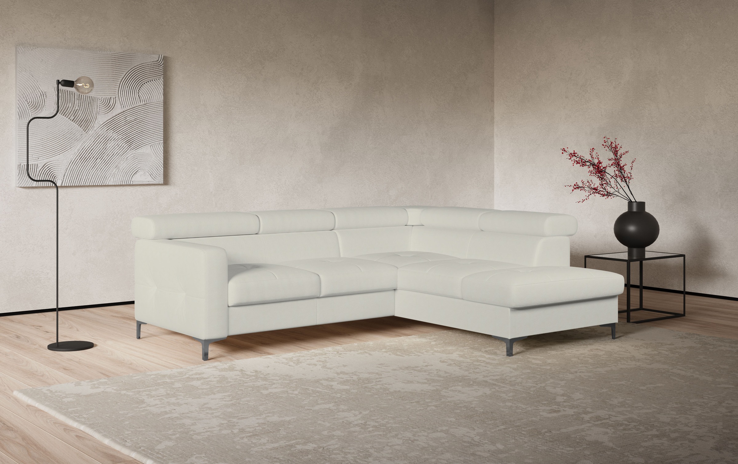 COTTA Ecksofa "Sammy L-Form" mit Kopfteilverstellung, wahlweise mit Schlaffunktion & Bettkasten