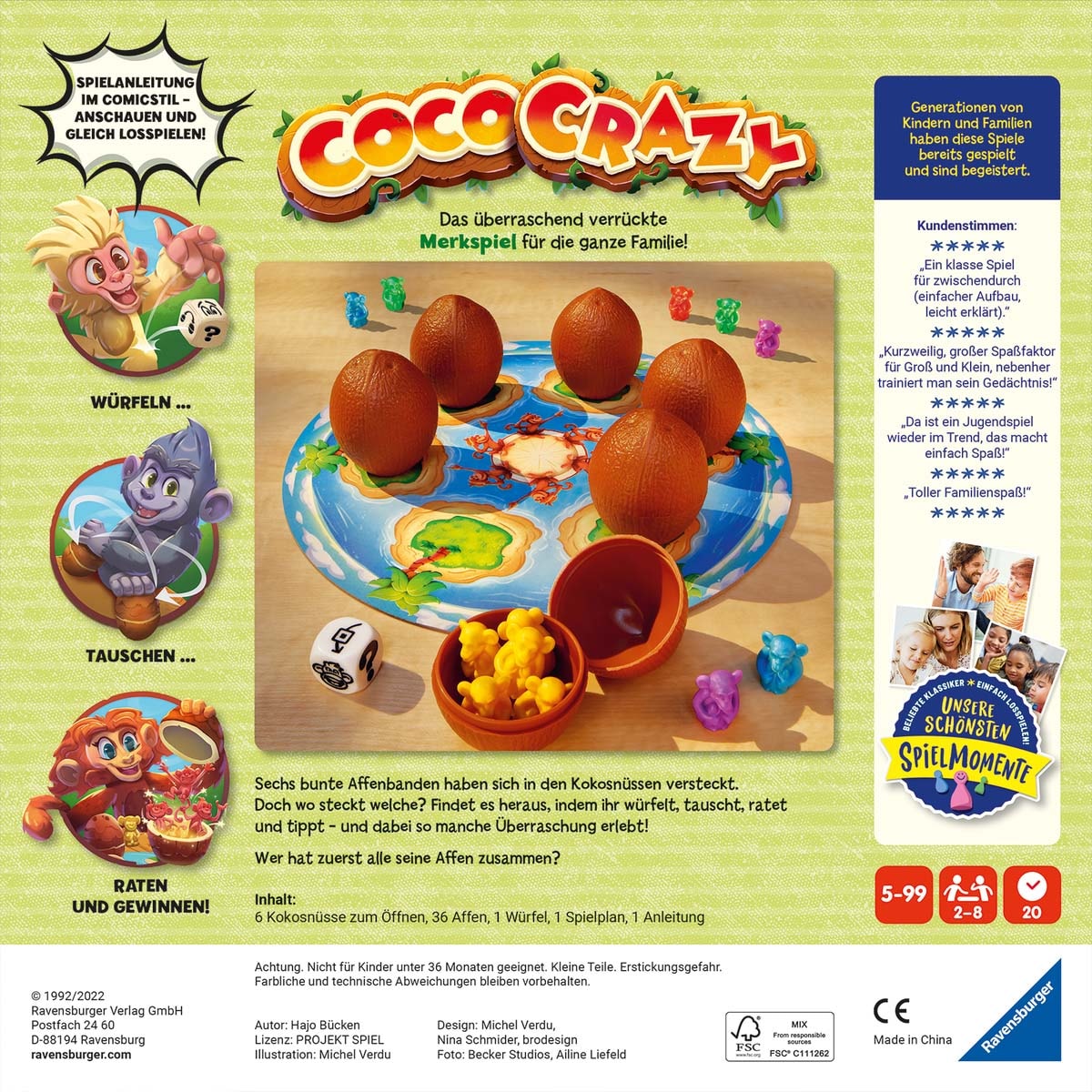 Ravensburger Spiel »Coco Crazy«, Made in Europe, FSC® - schützt Wald - weltweit