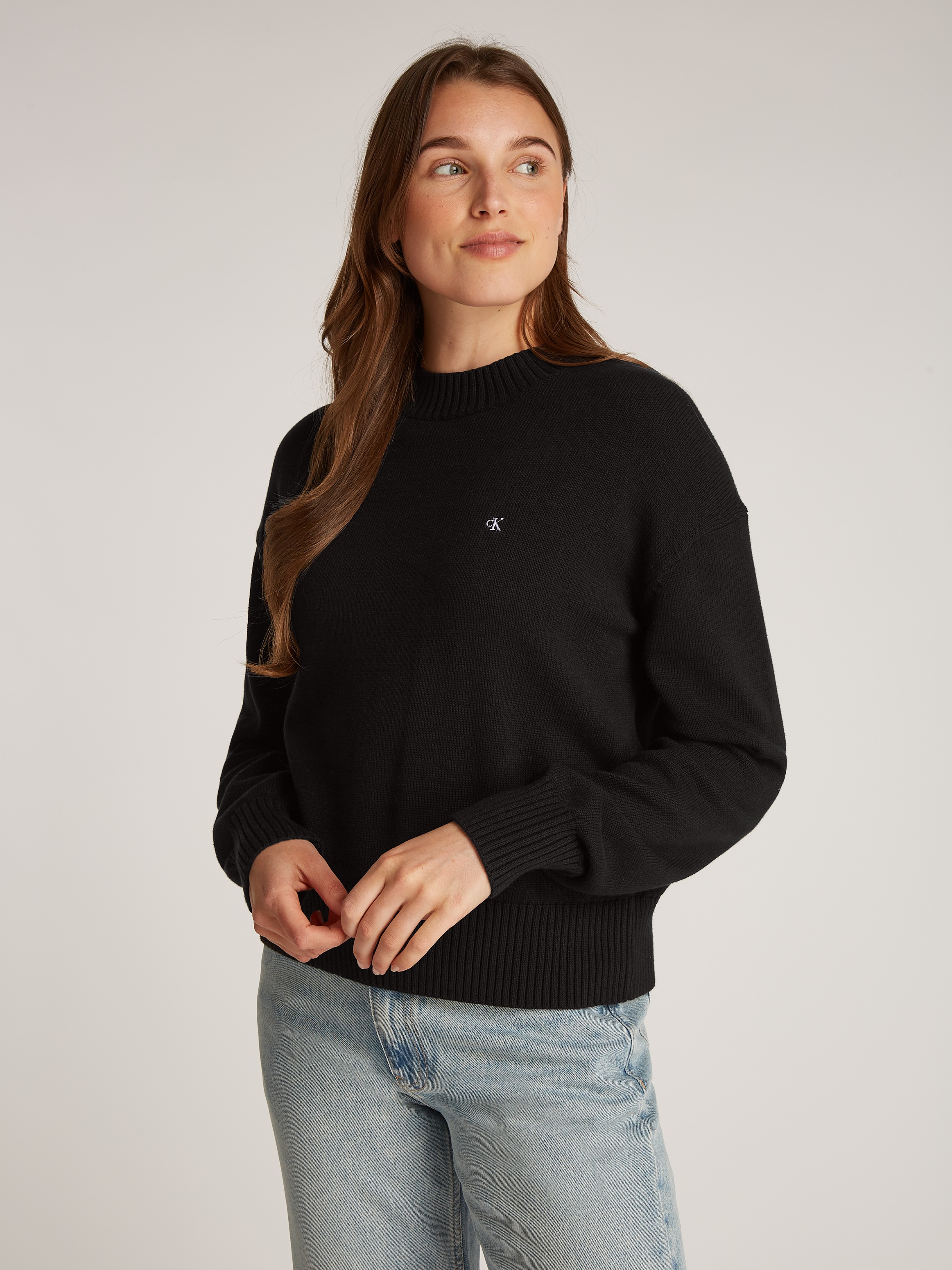 Calvin Klein Jeans "MONOGRAM EMBRO CREWNECK SWEATER" mit Logostickerei
