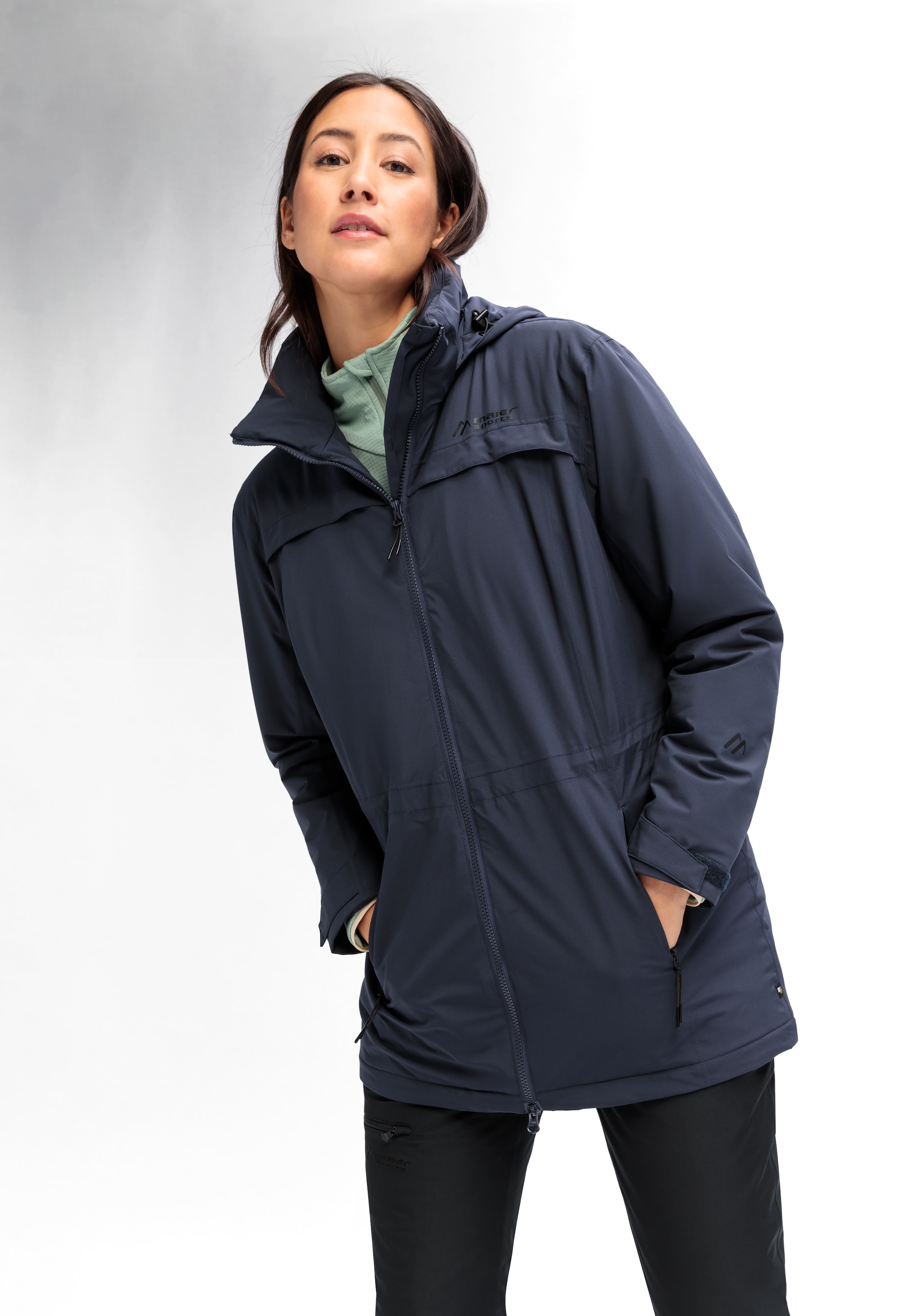 Maier Sports Funktionsmantel »Metor Coat W«, Damen Mantel, Outdoormantel wind/wasserdicht, 4 geräumige Taschen