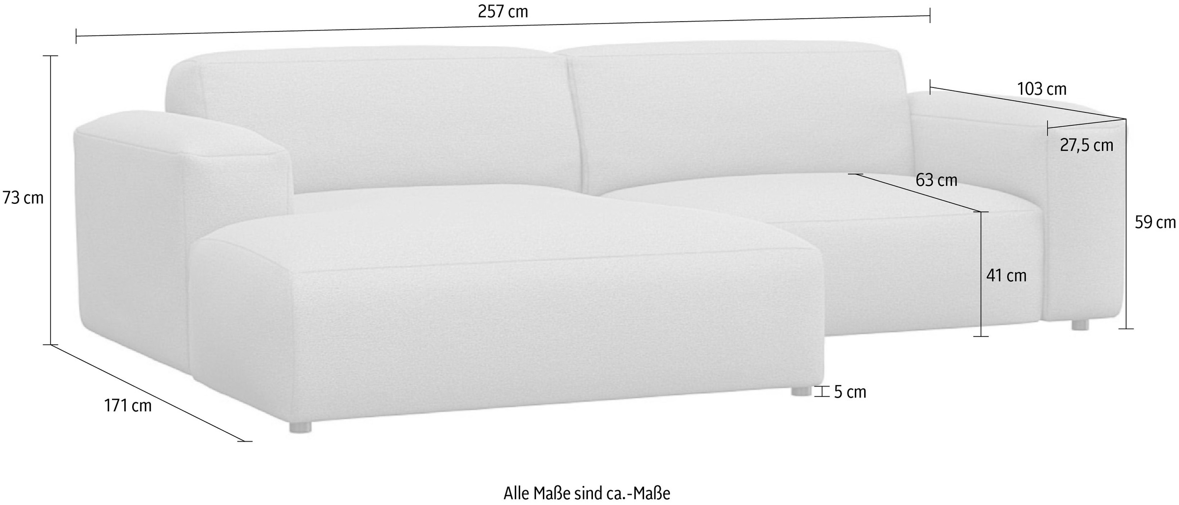 FLEXLUX Ecksofa »Lucera Chaislongue rechts oder links, L-Form, bequem«, modern & anschmiegsam, Kaltschaum, Stahl-Wellenunterfederung