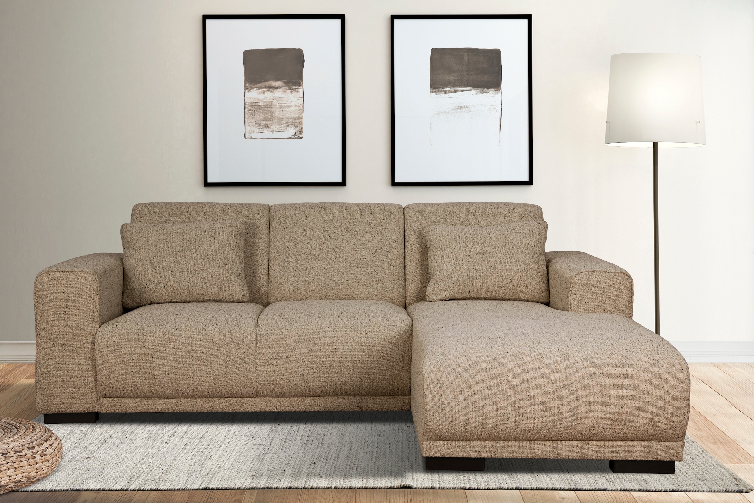 Home affaire Ecksofa »BORNHOLM L-Form mit Recamiere, Maße B/T/H: 234/162/85 cm«, Recamiere links oder rechts bestellbar, Wellenfederung, inkl. 2 Kissen