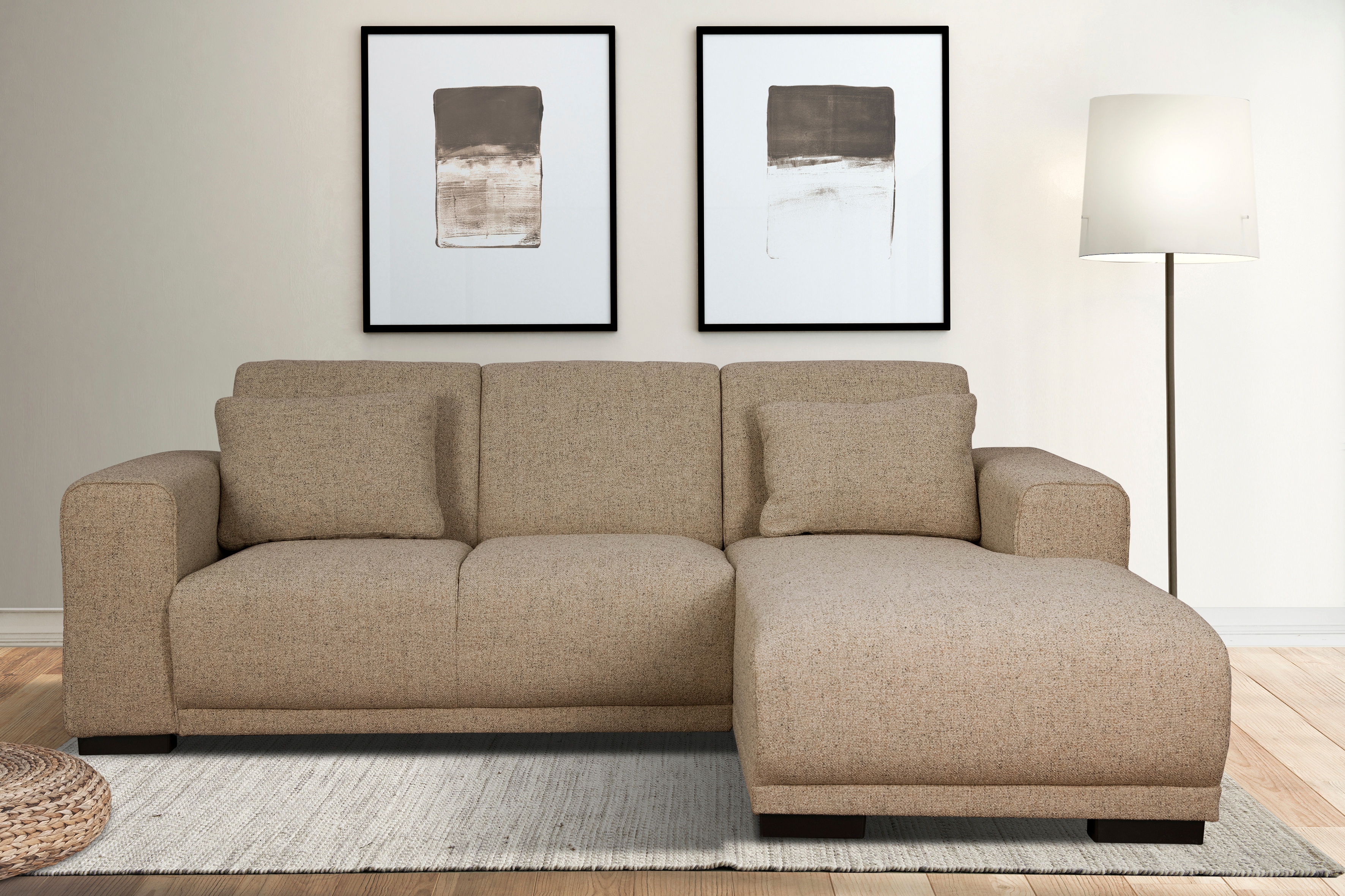 OTTO home Ecksofa "BORNHOLM L-Form, B: 234 cm - OTTO. Verlässliche Qualität." Recamiere links oder rechts bestellbar, Wellenfederung, inkl. 2 Kissen
