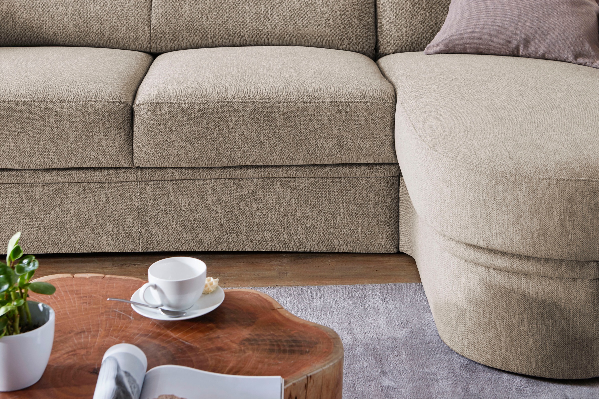 VILLA BECK Ecksofa »Varese L-Form«, (2 St.), Kopfteilverstellung, wahlweise mit Sitzvorzug, in Sitzhöhe 46 cm