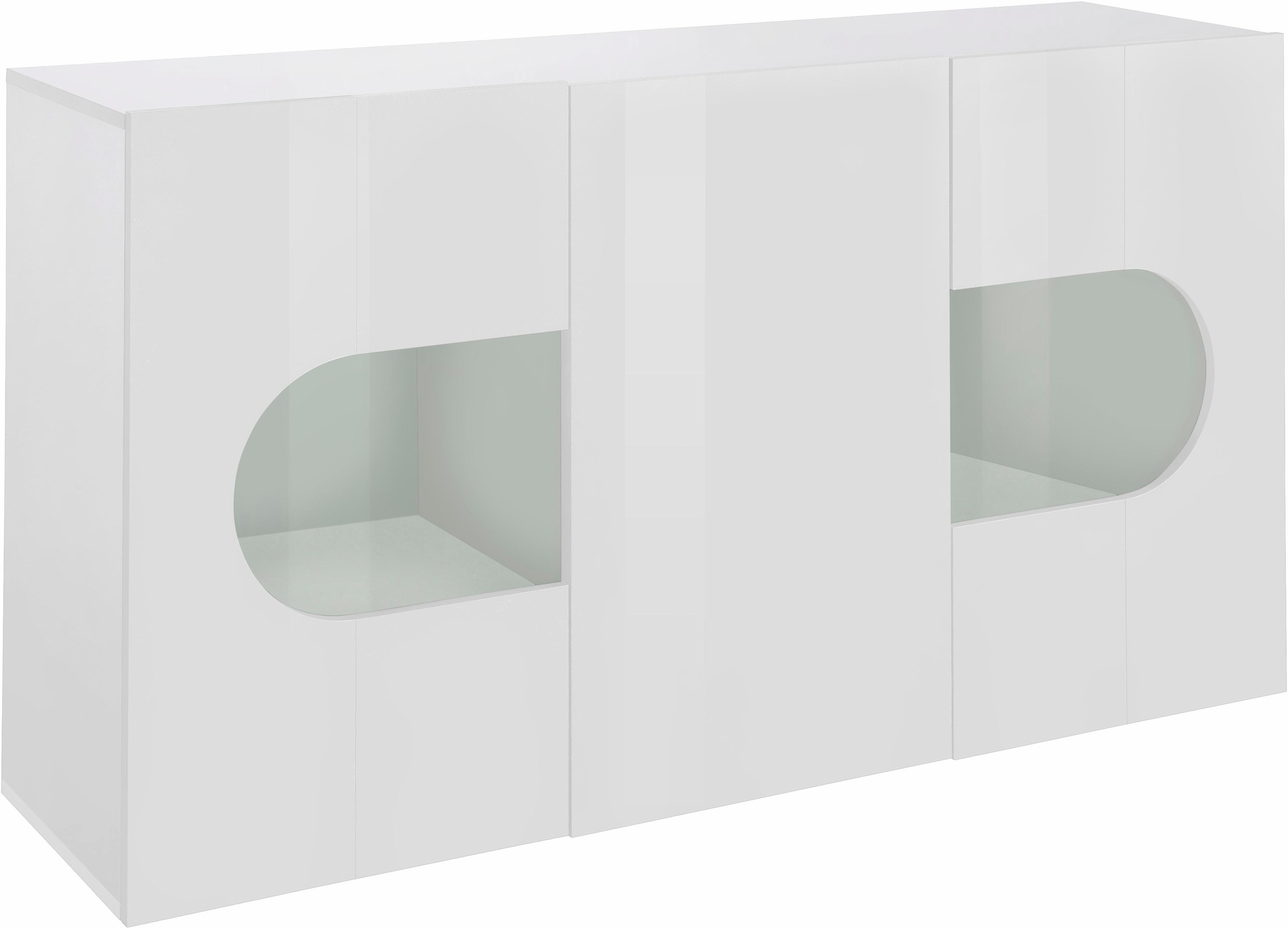 INOSIGN Sideboard »Real,Vitrine,Kommode,Schrank, komplett hochglanz lackiert«, mit 3 Türen davon 2 Glastüren ohne Griff, Breite 150