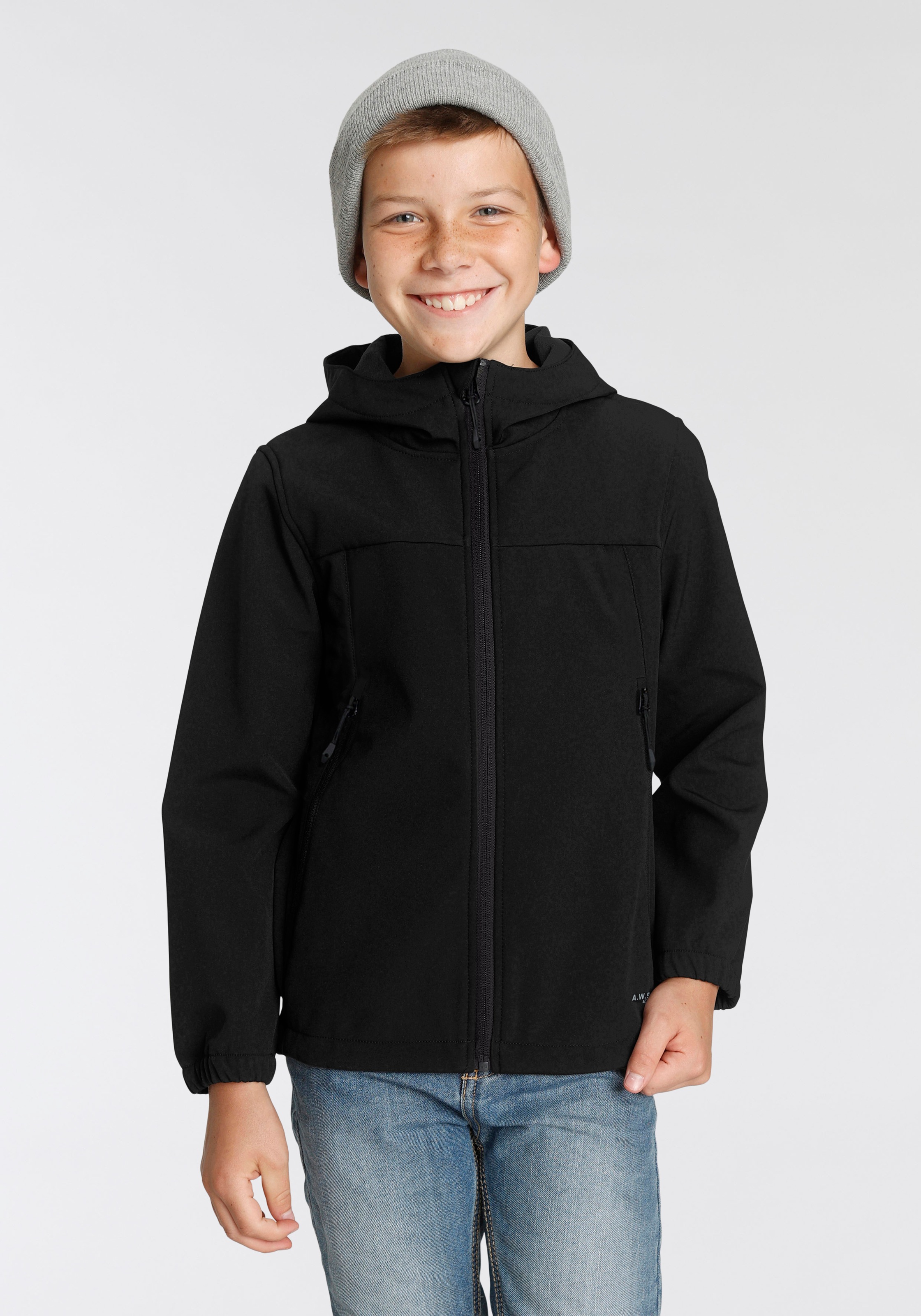 Icepeak Softshelljacke "Icepeak Konan Jr" Mit Kapuze Mit Reißverschlusstaschen, Atmungsaktiv, Schnell Trocknend, Winddicht