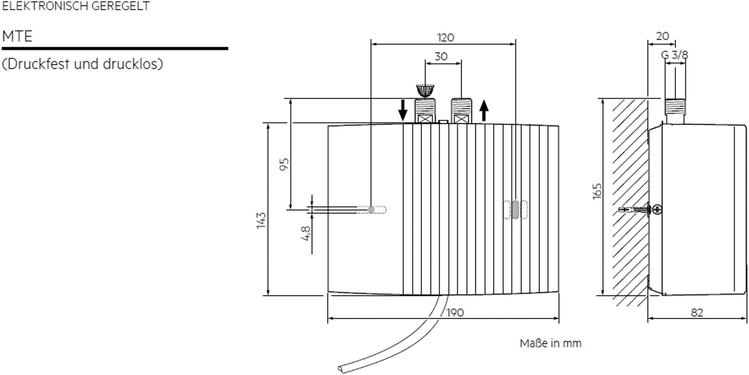 AEG Haustechnik Klein-Durchlauferhitzer »hydraulisch, steckerfertig, drucklos«, fürs Handwaschbecken, 3,5 kW