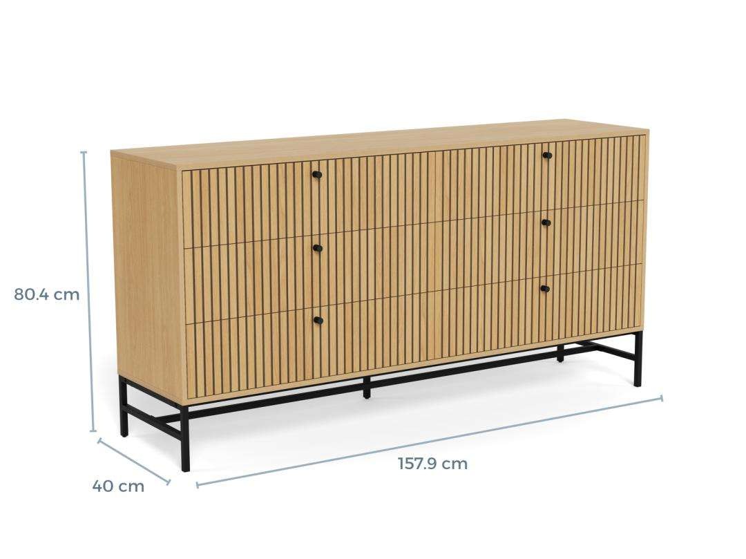 ACTONA GROUP Kommode »Albany Kommode – modernes Design & viel Stauraum mit Lamellenfront« Kommode mit 6 Schubladen, Eiche mit Lamellenfront, B: 157,9 cm