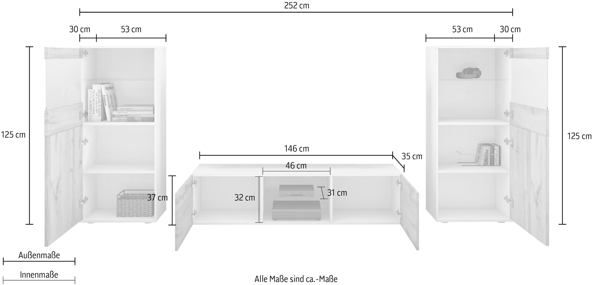 borchardt Möbel Wohnwand »Scala«, 3-tlg.