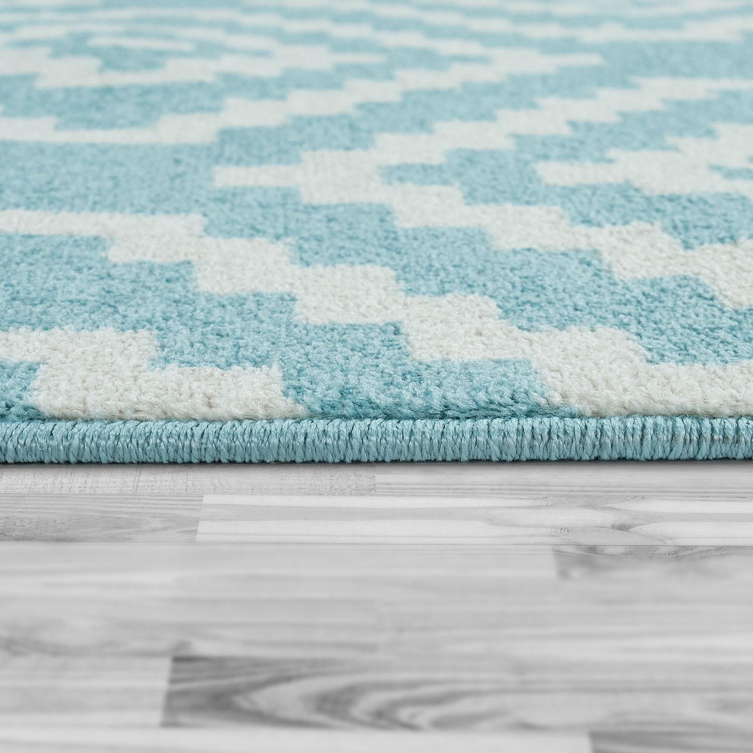 Paco Home Teppich »Stella 400«, rechteckig, 16 mm Höhe, Kurzflor, Pastell Farben, Rauten Design, Wohnzimmer