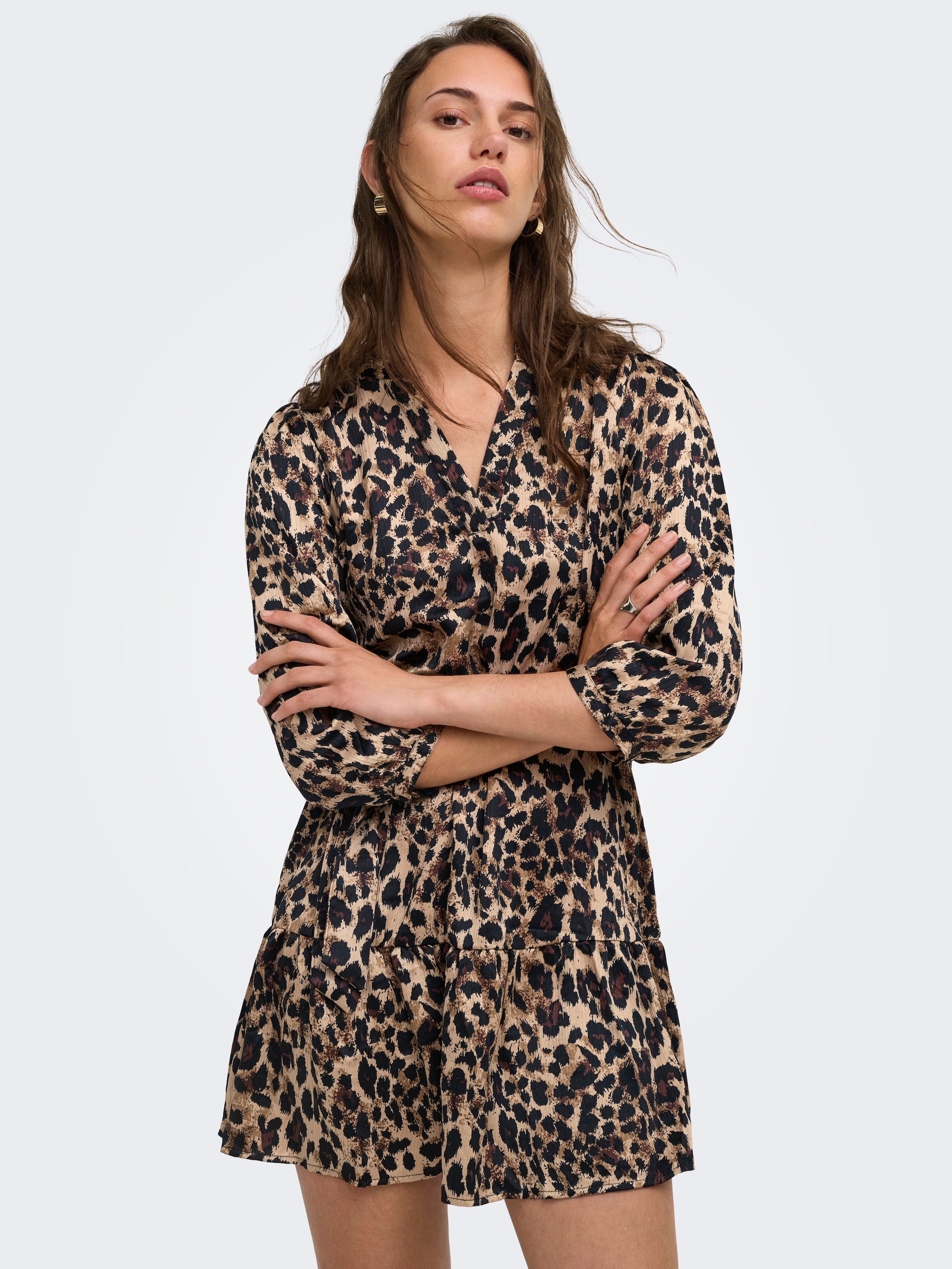 ONLY Tunikakleid "ONLALENA 3/4 MINI DRESS WVN" Polyester, regular fit