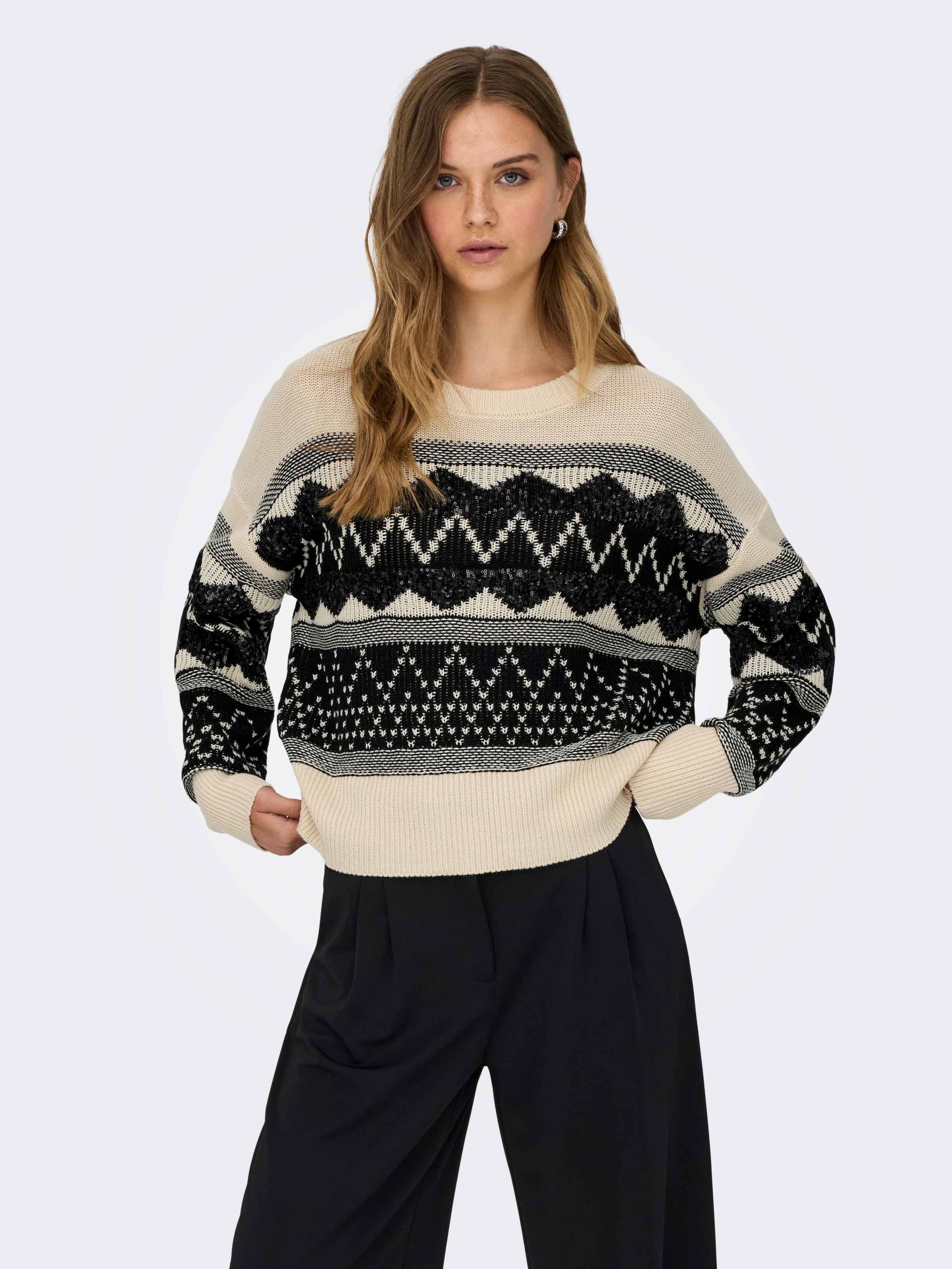 ONLY Strickpullover "ONLMELINE LS SEQUIN O-NECK KNT" günstig online kaufen