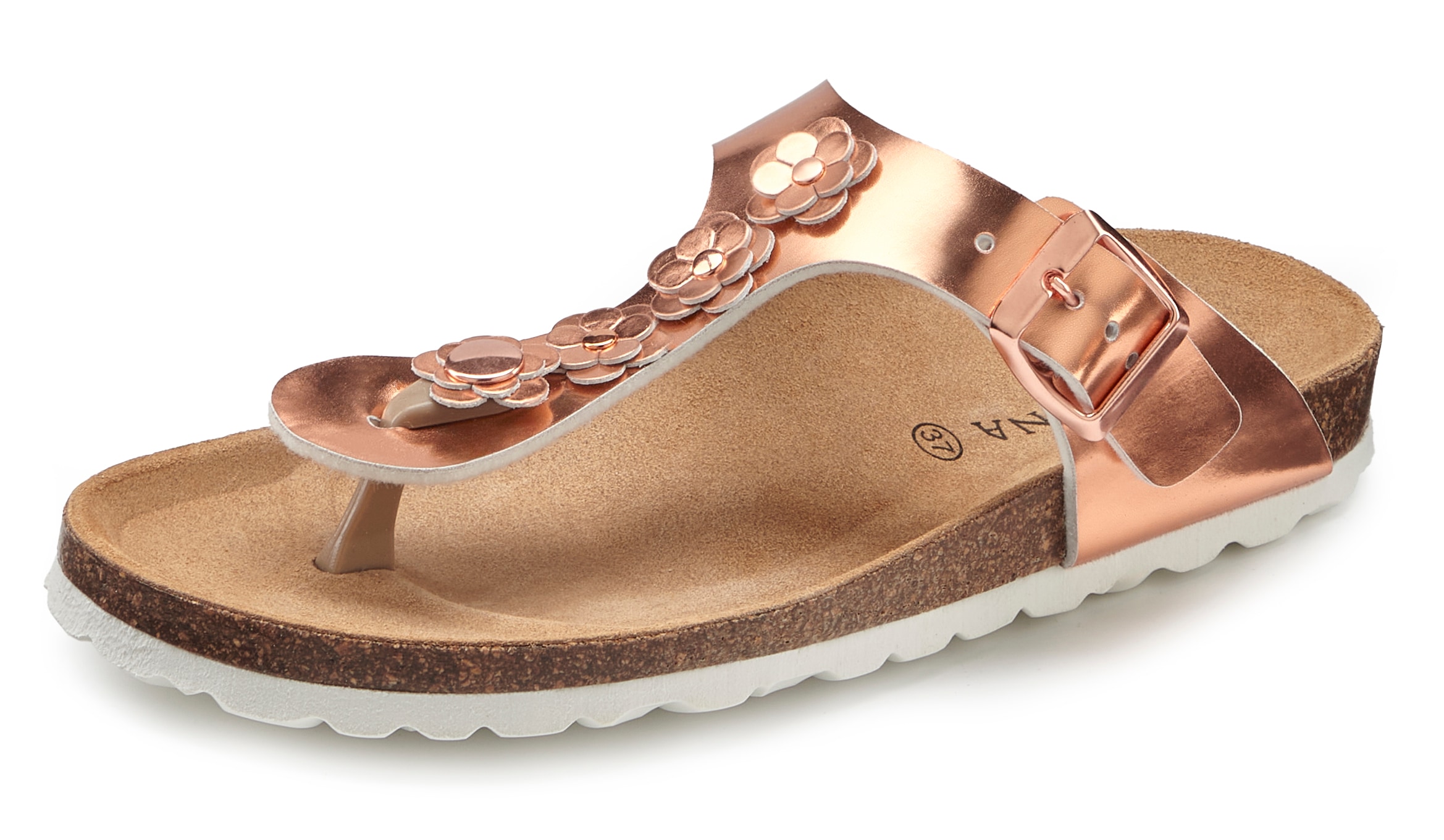 LASCANA Zehentrenner »Sandale, Pantolette, offener Schuh, Sommerschuh,«  mit komfortablem Korkfußbett