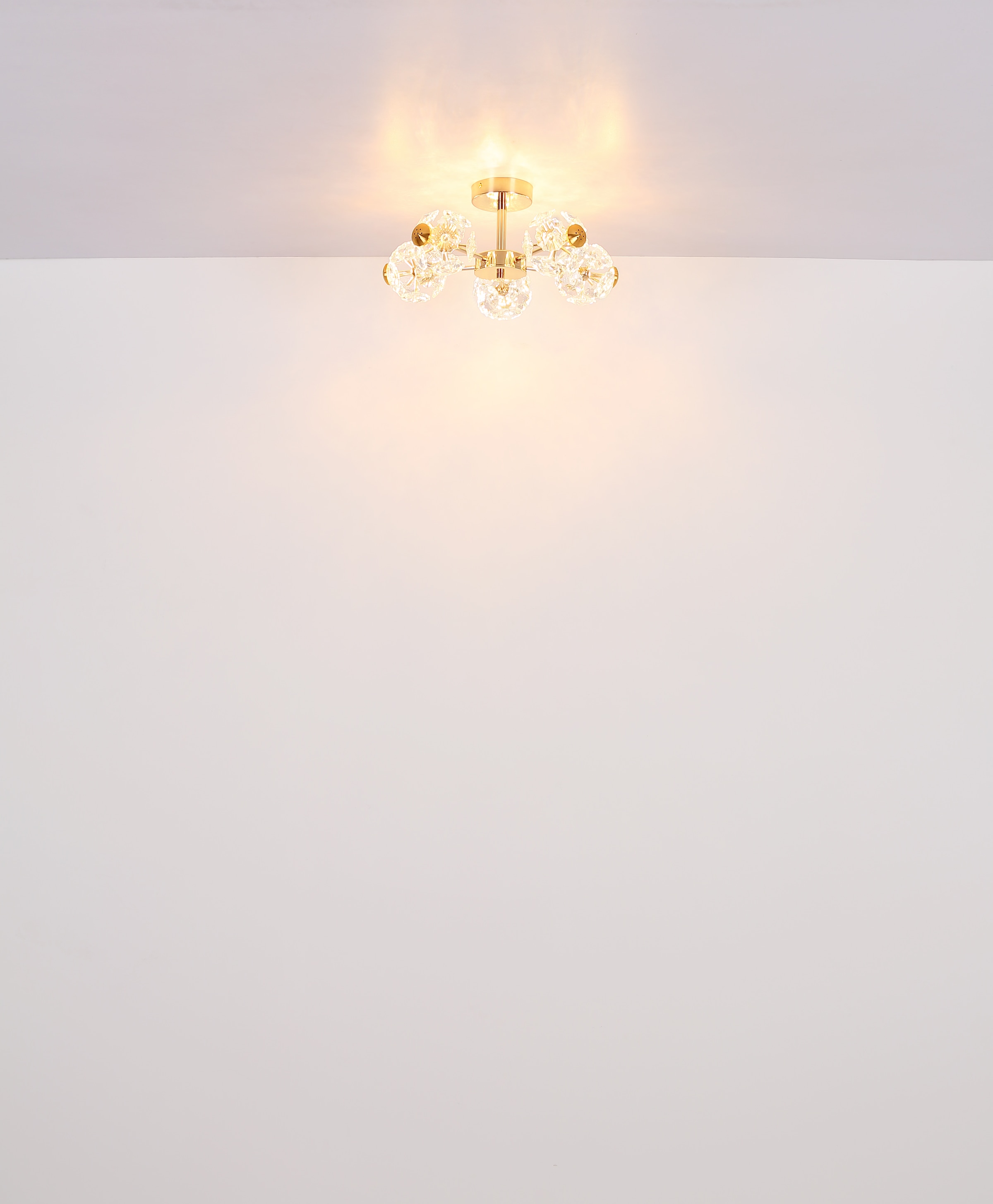 GLOBO LIGHTING LED Deckenleuchte »FLORIELLA«, Leuchtmittel LED-Modul | LED fest integriert, Deckenlampe/goldfarben/Glaskristalle/3000K