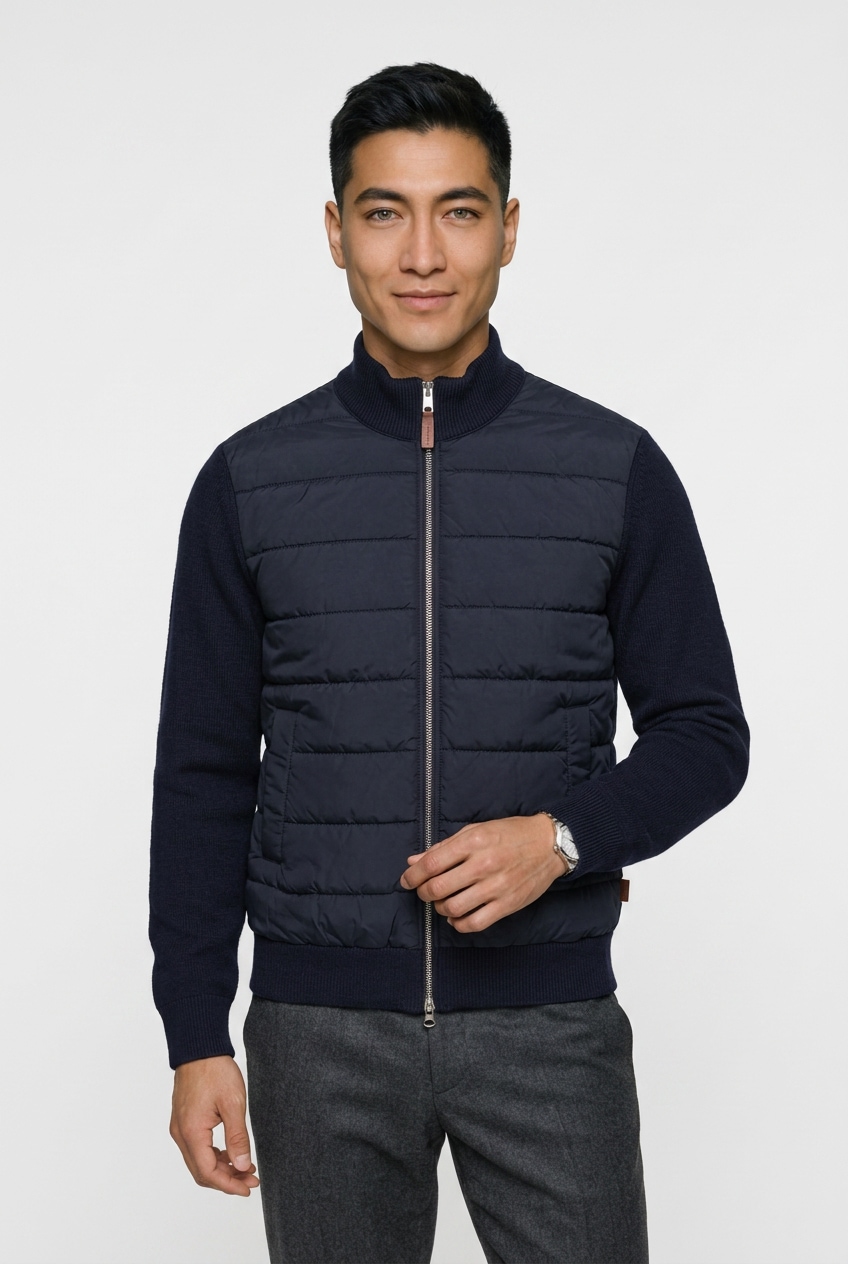 Gant Strickjacke "HYBRID ZIPPED CARDIGAN" Regular fit mit Stehkragen