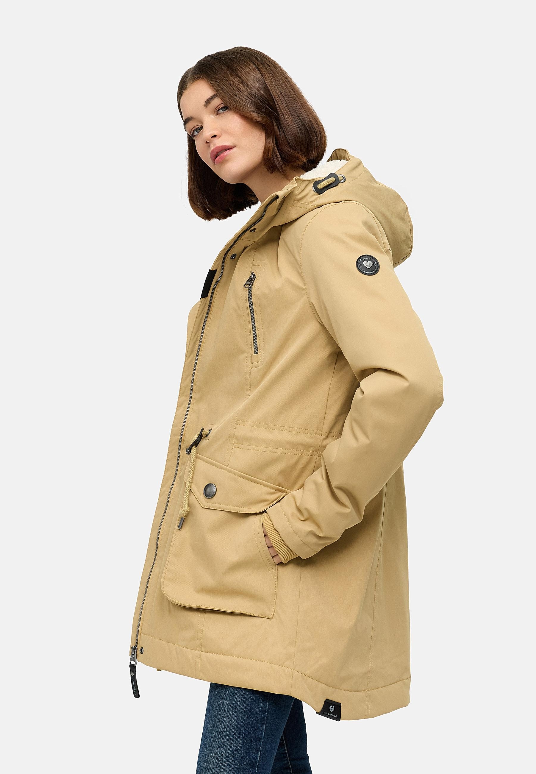 Ragwear Kurzmantel »Ellsa YOUMODO«, Winterparka mit auffälligen Taillenzugkordeln und Kapuze