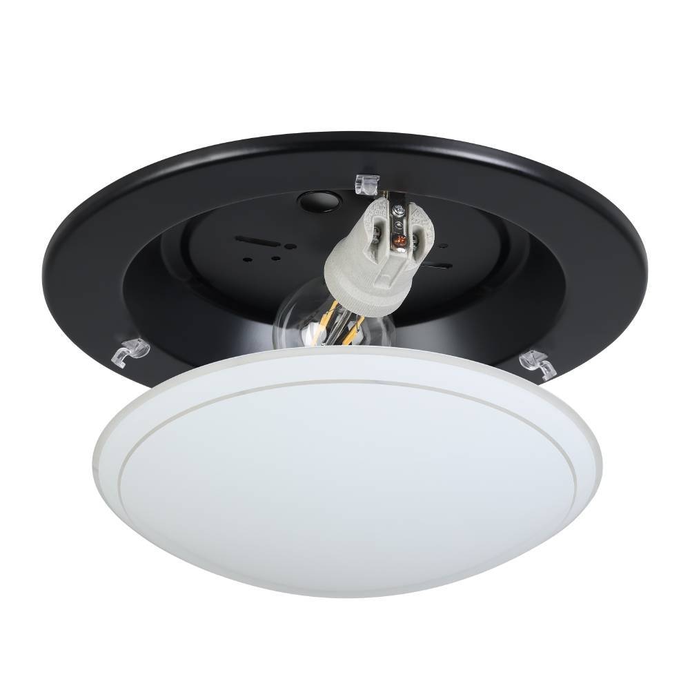EGLO Deckenleuchte »PLANET 1 Deckenlampe, schwarz, Stahl, Glas, Küchenlampe, E27«, 1 flammig, Leuchtmittel E27 | ohne Leuchtmittel, Wohnzimmerlampe, Flurlampe, Esszimmer, Büro, zeitlos, 29x29x8,5cm