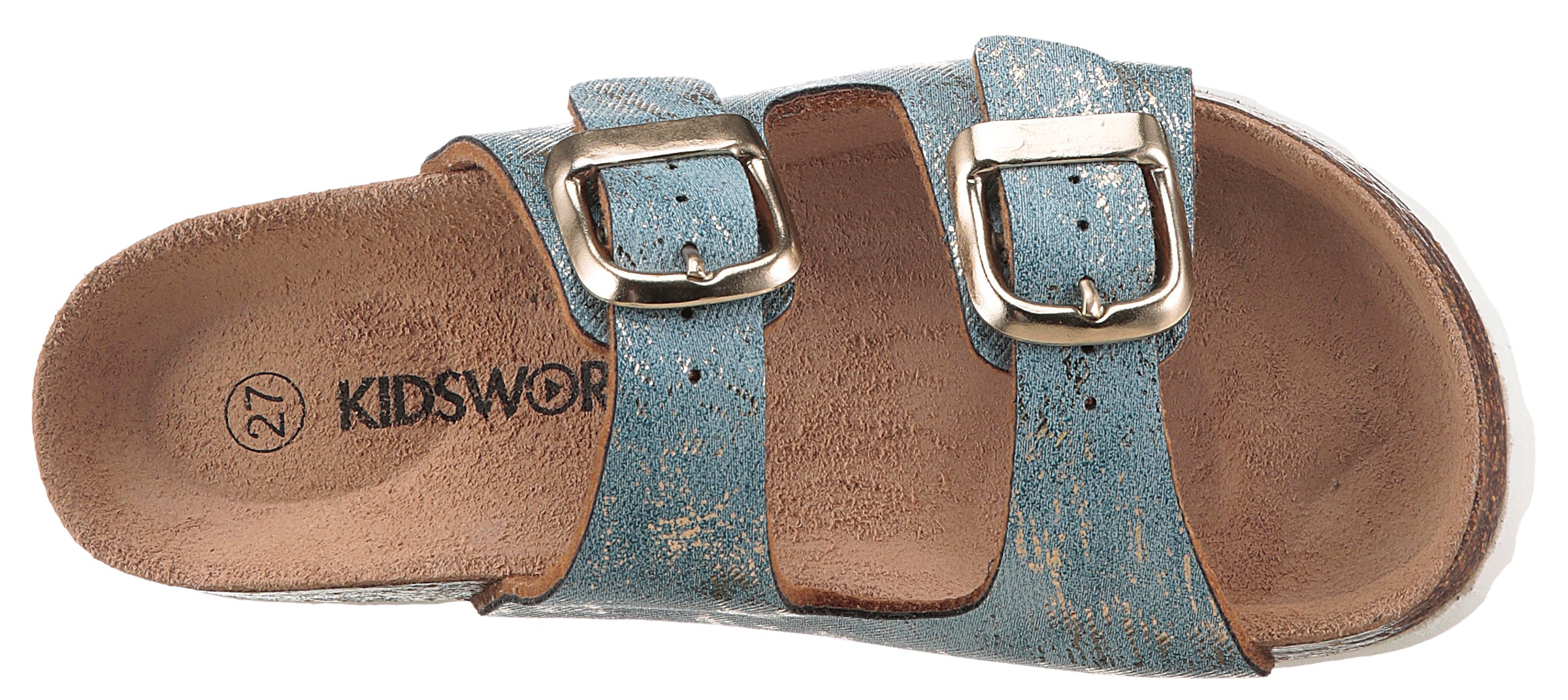KIDSWORLD Pantolette, Sommerschuh, Strandschuh, Urlaubschuh, Hausschuh mit Schnallen